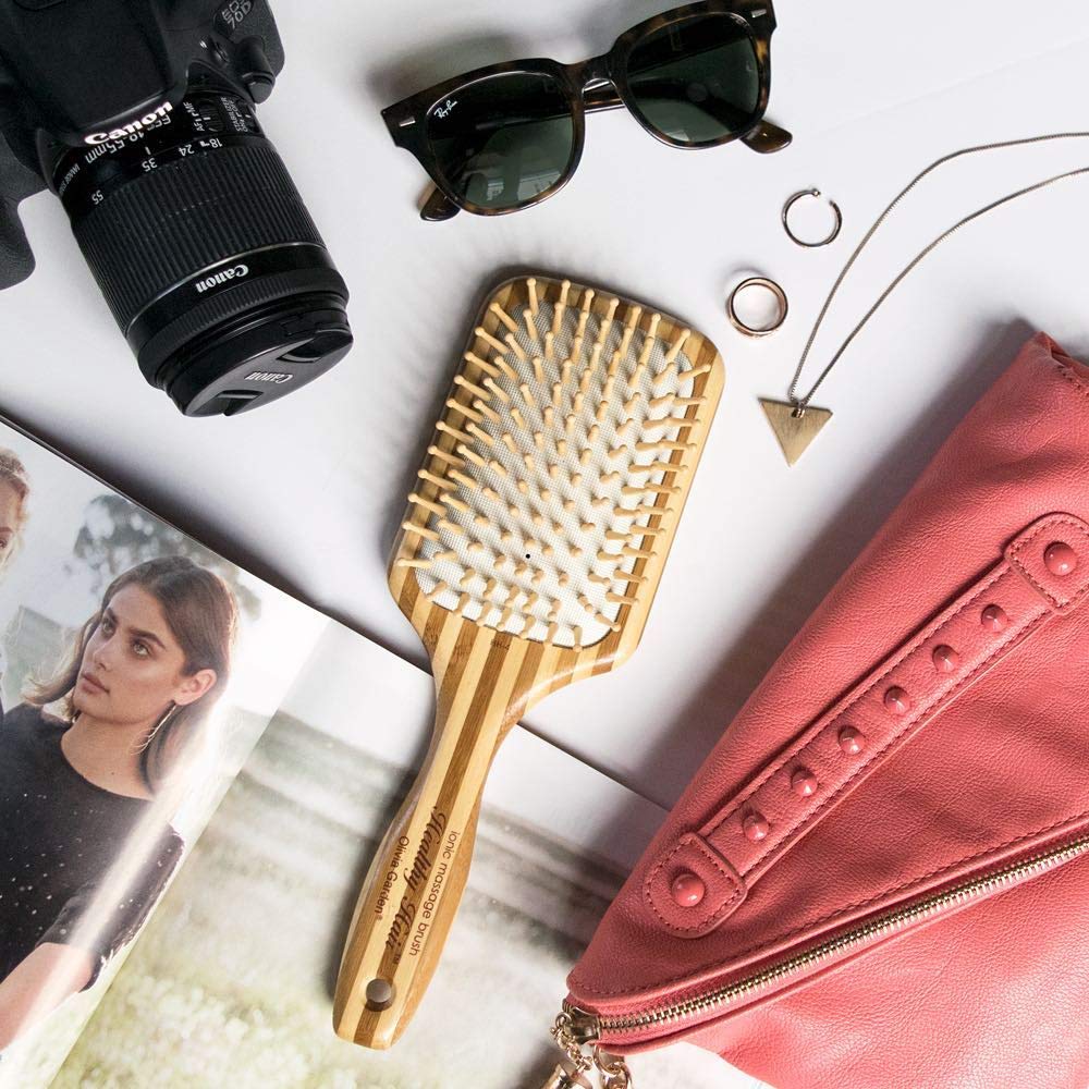 Lavender Olivia Garden Healthy Hair Eco-Friendly Bamboo Ionic Massage Hair Brush HH-4 (Paddle Large)