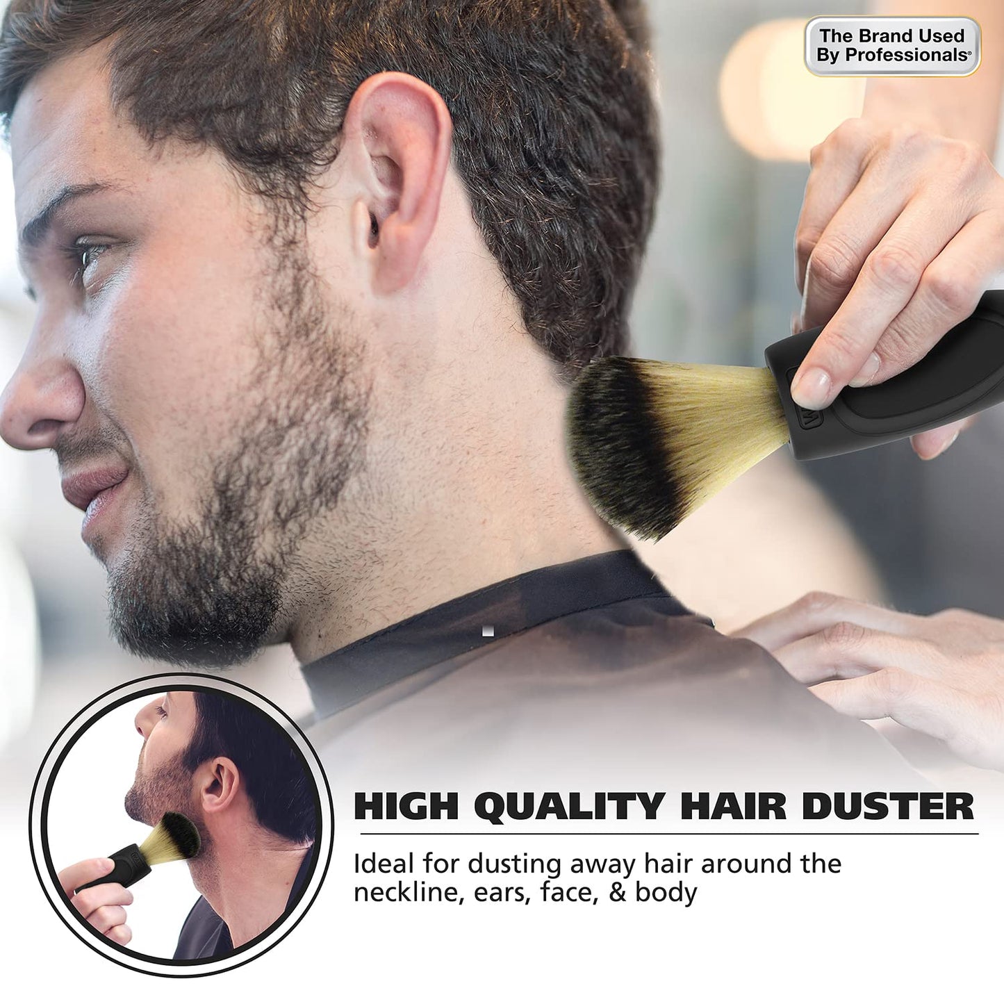 White Smoke Wahl Clipper Neck Duster Brush for Removing Excess Hair During Hair Cutting, Beard Trimming, and Shaving at Home - 3512