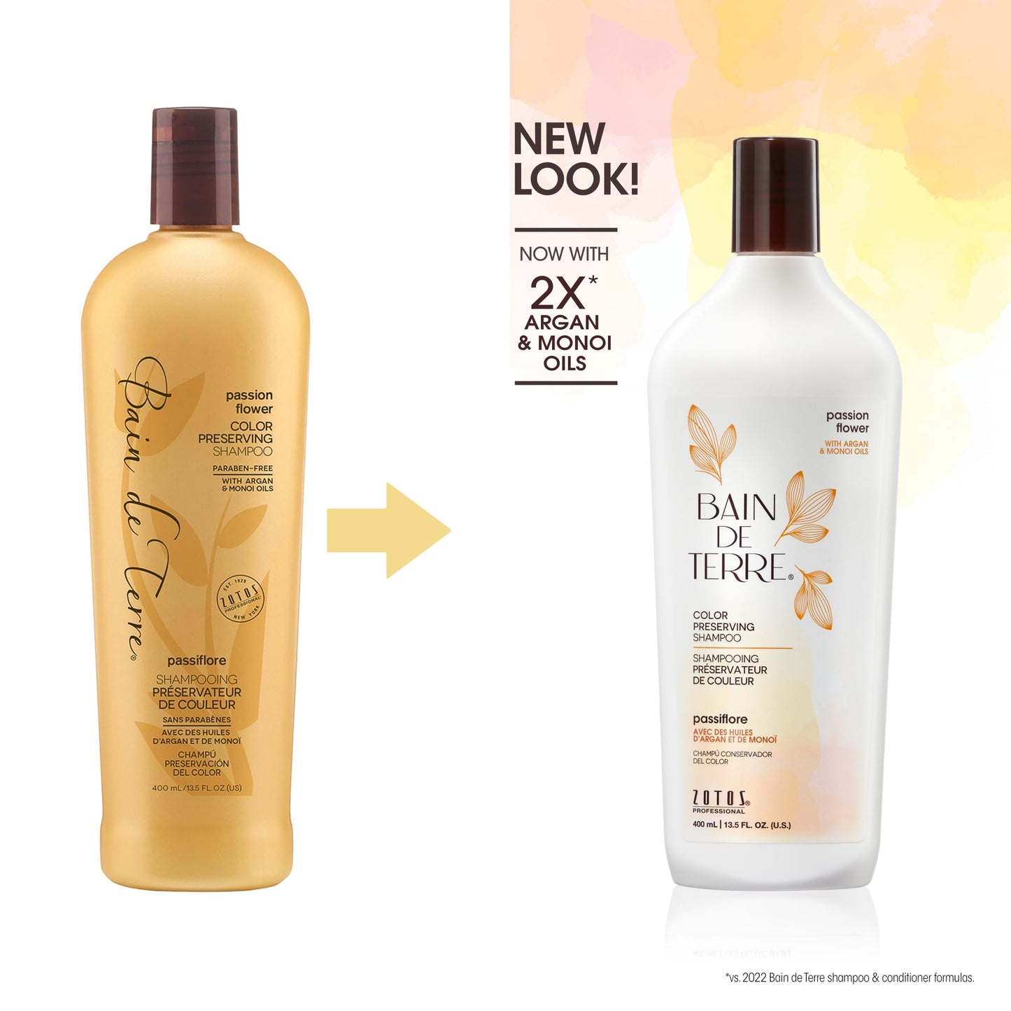 White Smoke Bain de Terre Passion Flower Color Preserving Shampoo, for Vibrant Color & Protection from Fading, with Argan & Monoi Oils, Paraben-free, Vegan, 13.5 Fl Oz