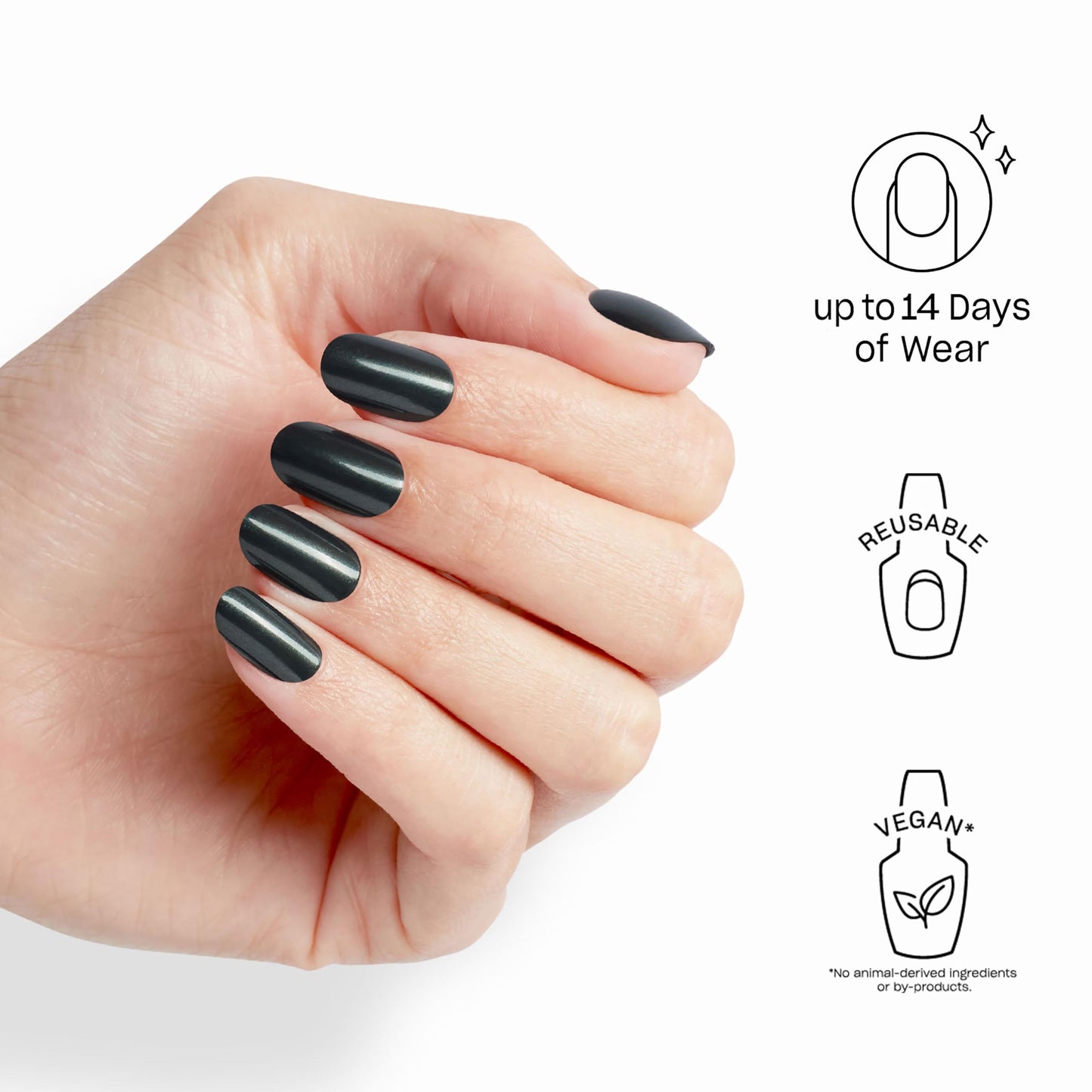 White Smoke OPI On Point Peppermint Bark and Bite | Short Round Dark Green Silver Shimmer Press On Nails | 24 Count with Nail Glue | Long Lasting, Reusable, Non-damaging | Fall 2025 Shades