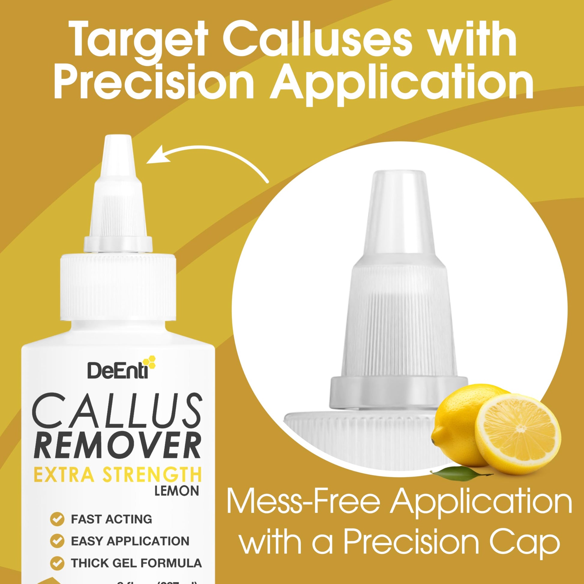 White Smoke DeEnti Callus Remover for Feet, Extra Strength Foot Callus Remover Gel, 8oz Salon Grade Home Pedicure Supplies for Dry Skin, Cracked Heel, Professional Strength Foot Care, Lemon