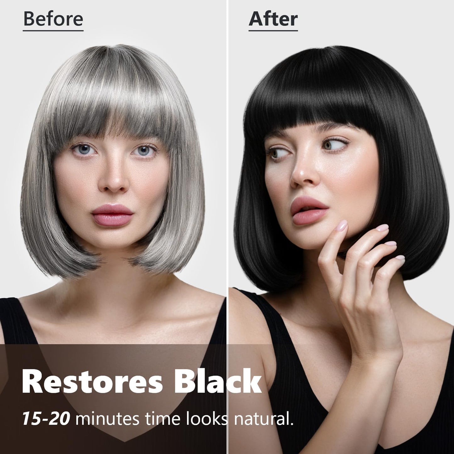 Lavender KAISASA Black Hair Dye Shampoo 3 in 1 for Gray Hair, Hair Color Shampoo for Women Men Grey Hair Coverage 500ml (Black)
