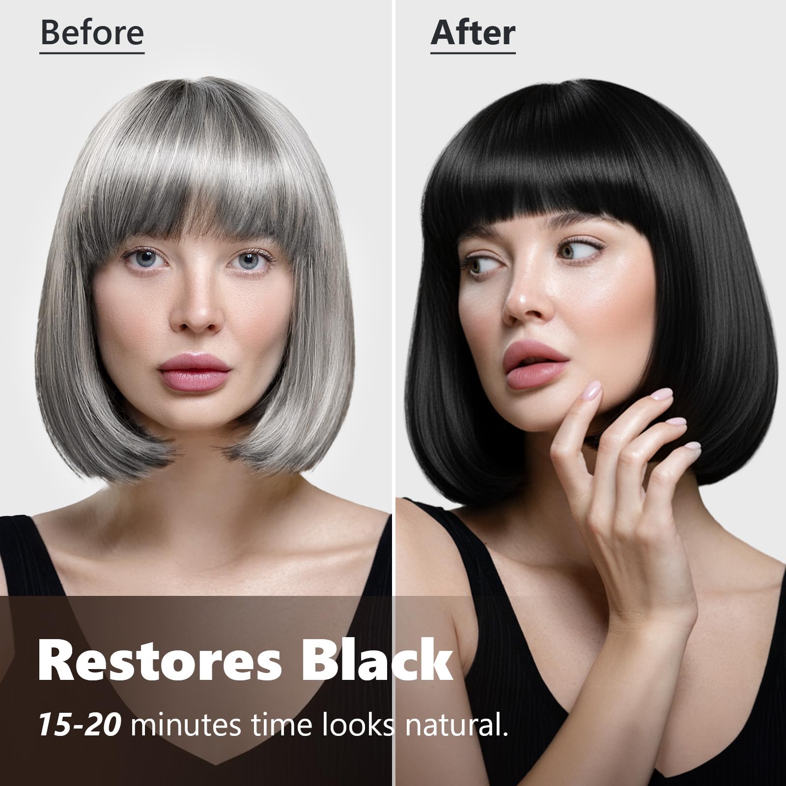 Lavender KAISASA Black Hair Dye Shampoo 3 in 1 for Gray Hair, Hair Color Shampoo for Women Men Grey Hair Coverage 500ml (Black)