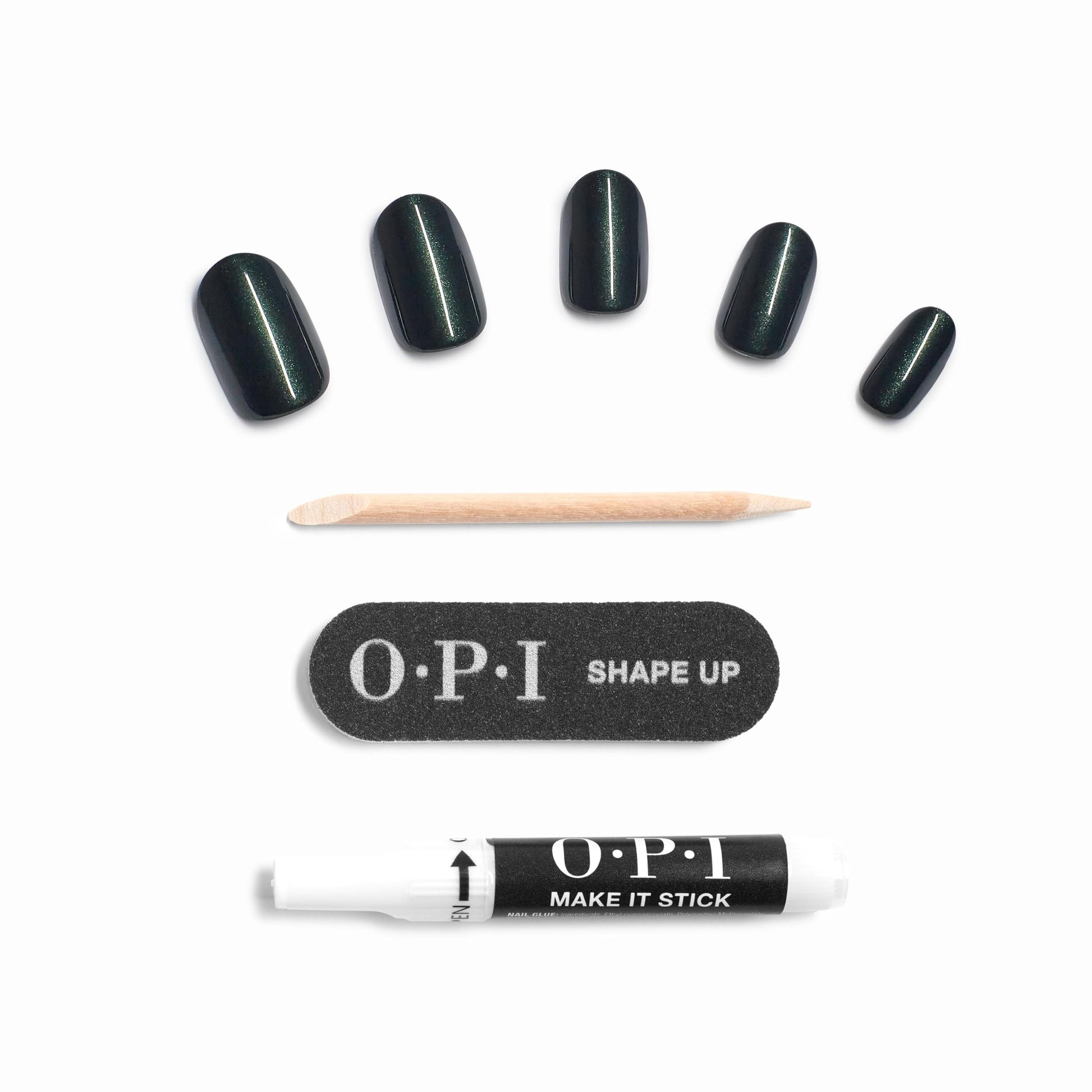 White Smoke OPI On Point Peppermint Bark and Bite | Short Round Dark Green Silver Shimmer Press On Nails | 24 Count with Nail Glue | Long Lasting, Reusable, Non-damaging | Fall 2025 Shades