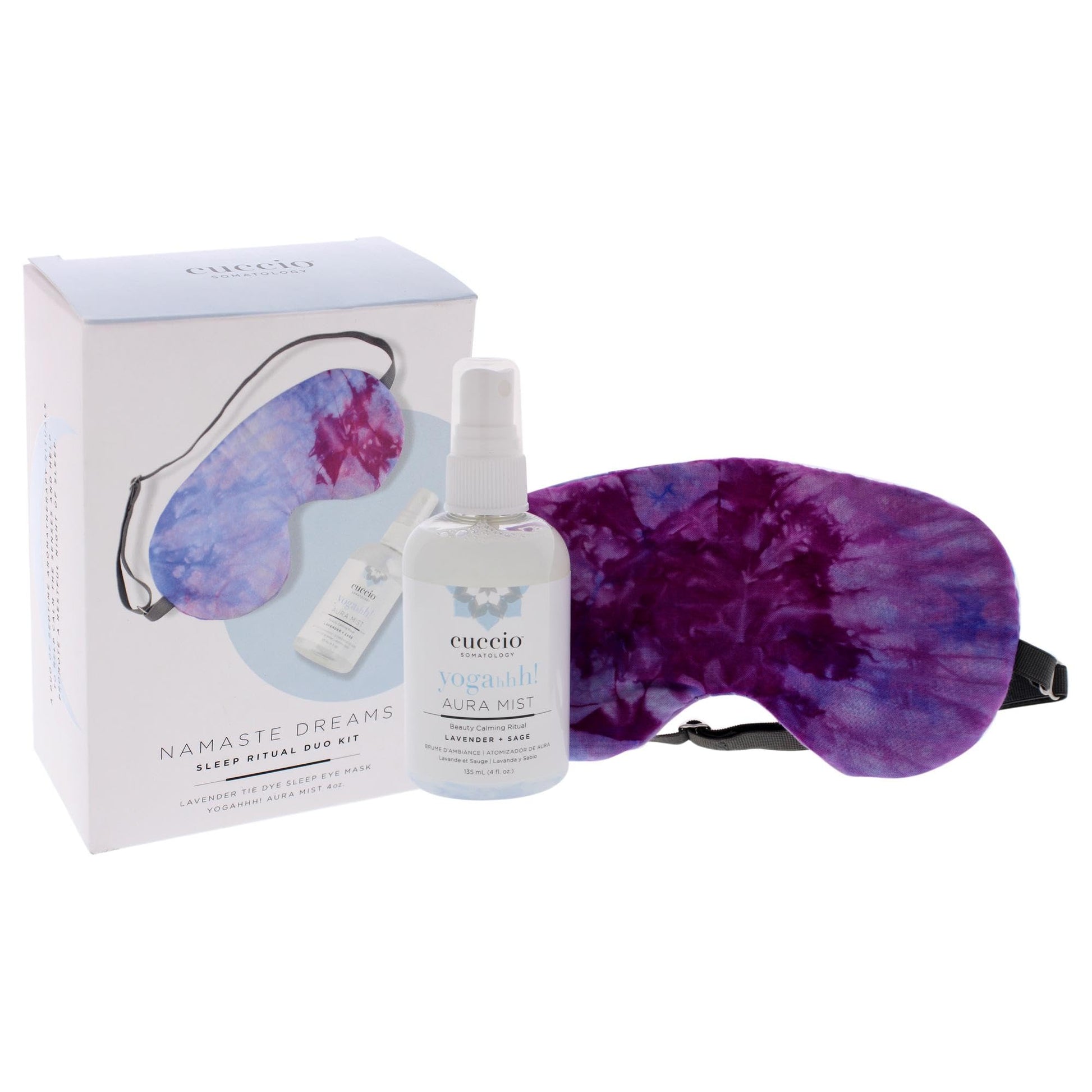 White Smoke Cuccio Somatology Namaste Dream Kit - Bedtime Aromatherapy Ritual - Relax and Calm Senses - For Restful Sleep, Wake Up Refreshed and Aware - with Lavender Infused Room Mist and Eye Mask - 2 Piece Kit