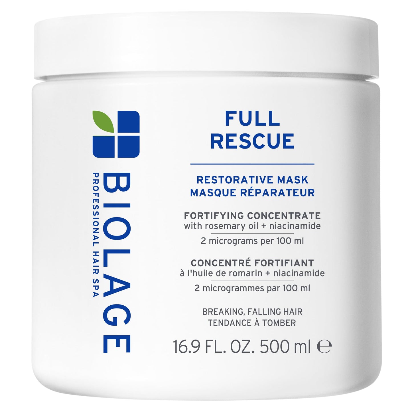 White Smoke Biolage Full Rescue Restorative Hair Mask for Thin Hair - Strengthens & Conditions for Fuller-Looking Hair, Rosemary Oil & Niacinamide, Vegan & Cruelty-Free, Silicone-Free, 16.9 Fl Oz