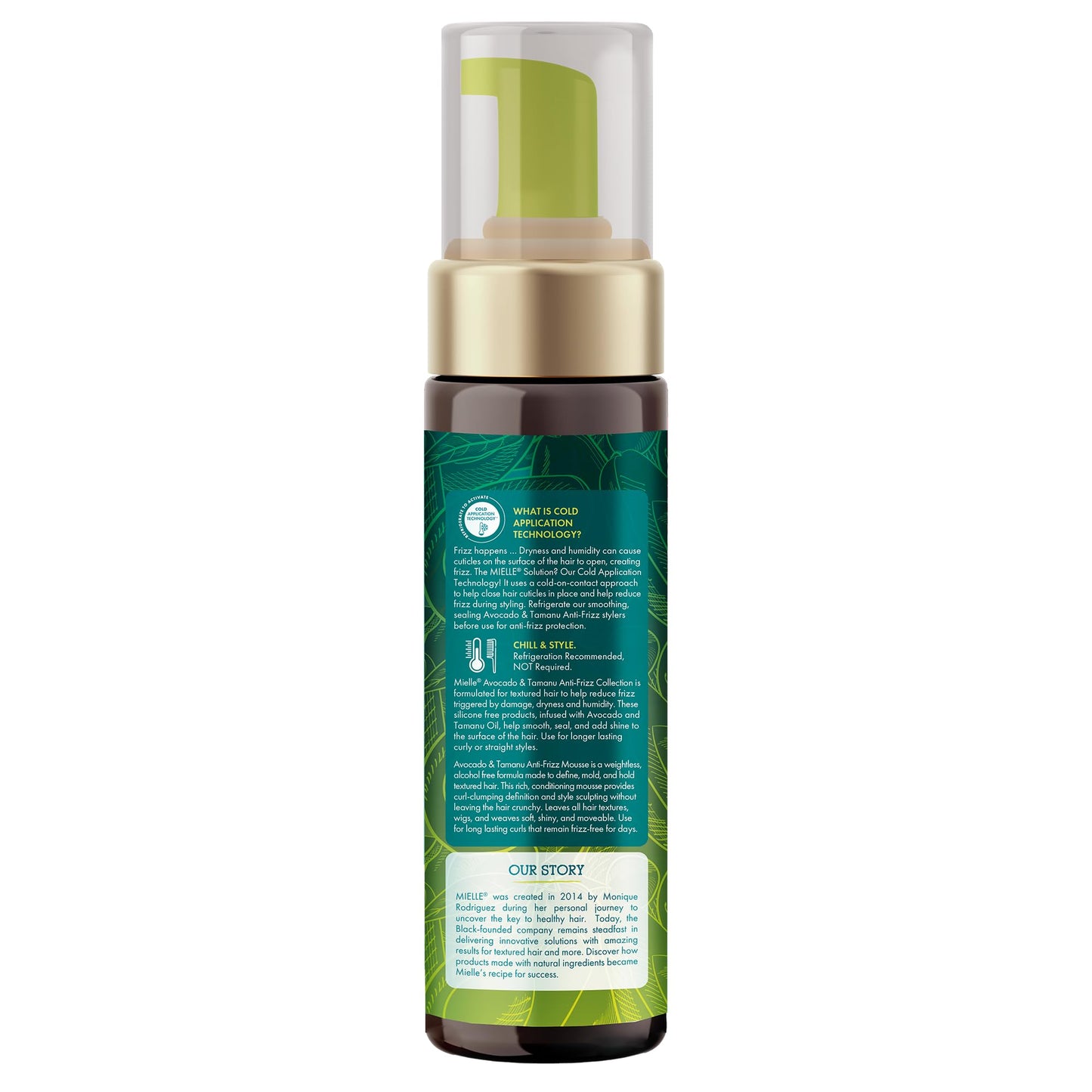 White Smoke Mielle Organics Avocado & Tamanu Curly Hair Mousse - Anti Frizz Hair Foam for Curly, Wavy, Coily Styles - Medium Hold Styling to Define & Control for a Soft, Natural Shine Finish (7.5oz)