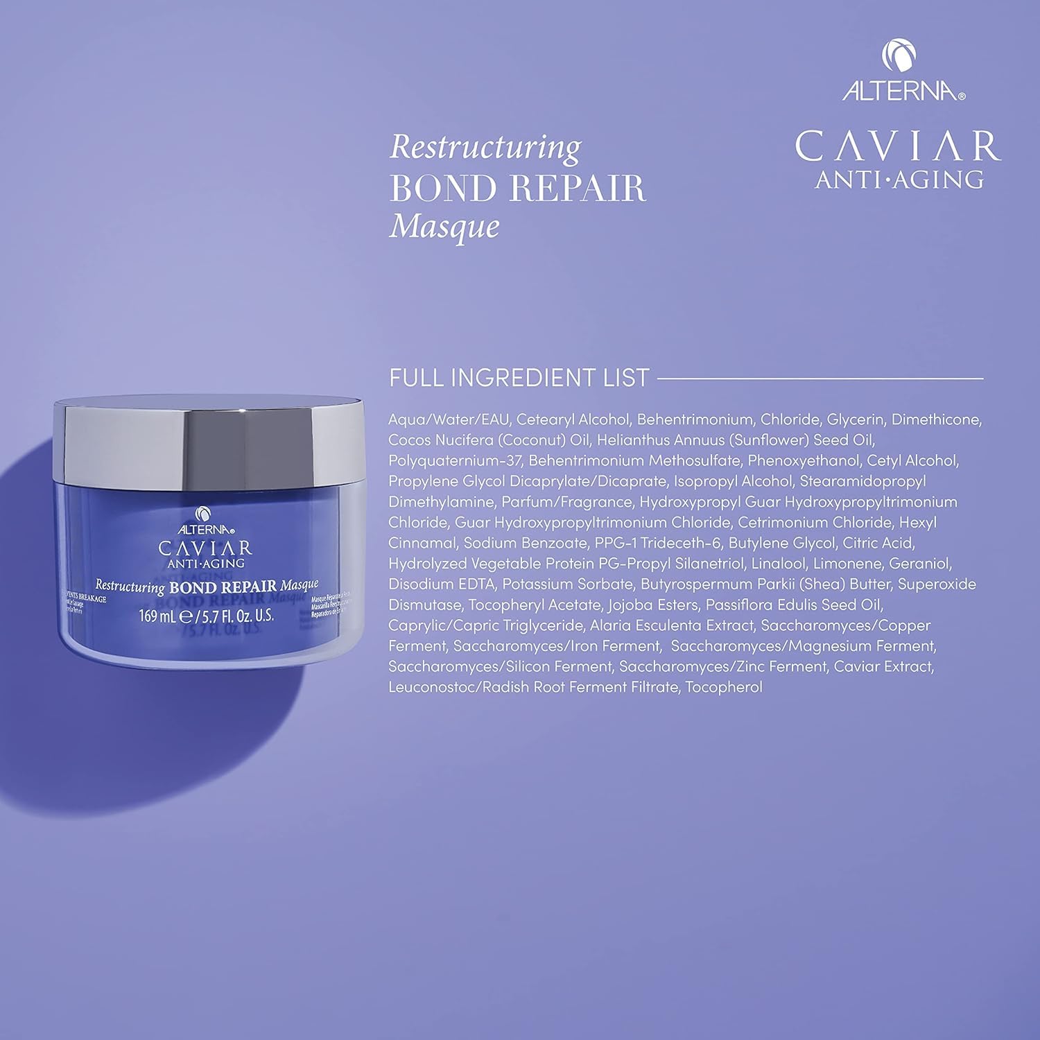 Medium Purple Alterna Caviar Anti-Aging Restructuring Bond Repair Masque, 5.7 Ounce | Strengthens & Protects Damaged Hair , 5.68 Fl Oz (Pack of 1)