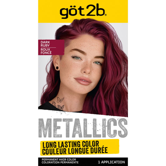White Smoke got2b Metallics Permanent Hair Dye, Dark Ruby M68, Hair Color for Women & Men, Formulated with Metallic-Shine Booster for Cool, Shimmering Tones, Lasts Up to 30 Washes, 1 Kit