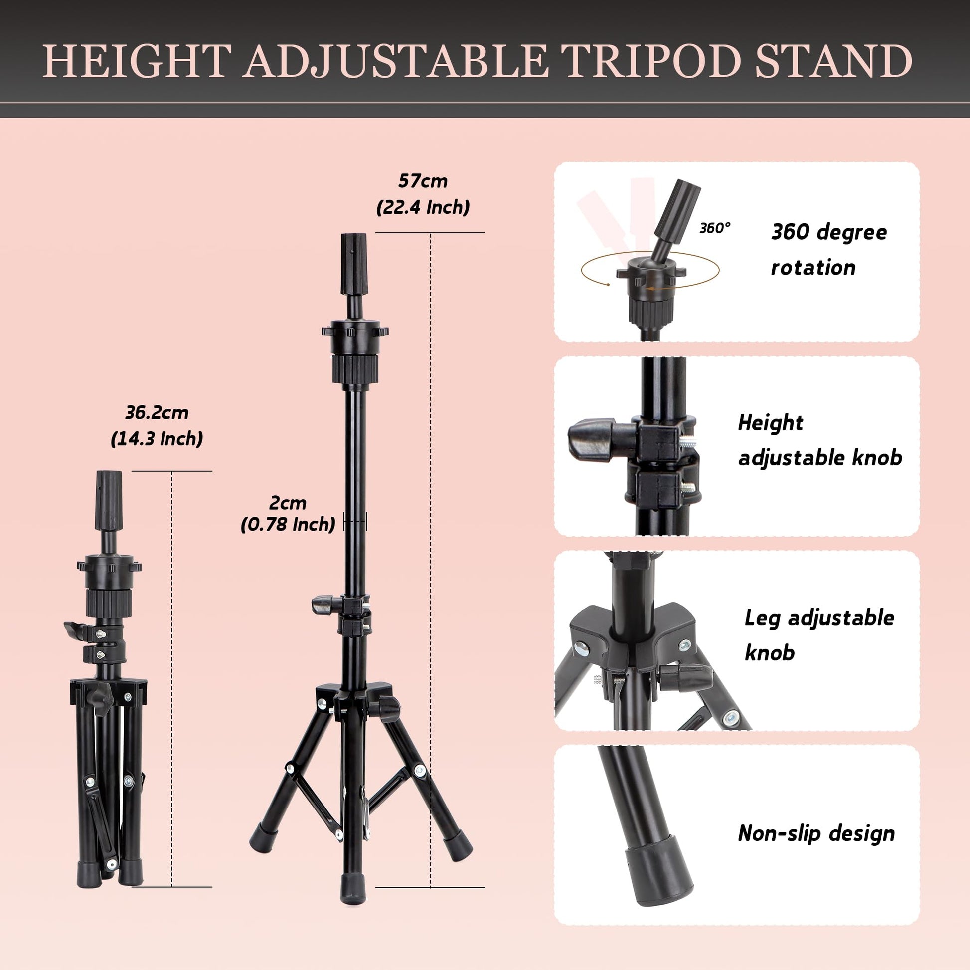 White Smoke YODIDI Mannequin Head with 100% Human Hair, Manikin Head Human Hair Cosmetology Doll Head for Hair Styling Hairdresser Practice Braiding with Table Clamp Stand and Tools (16 inch + tripod)