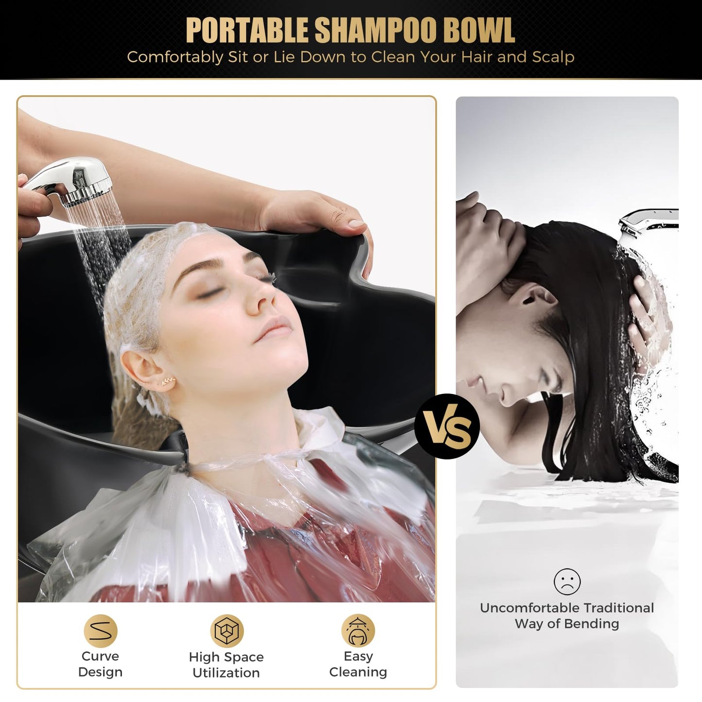 White Smoke Portable Shampoo Bowl With Electric Pump, Mobile Hair Washing Station, Adjustable Basin Height, Portable Wash Bowl For Hairstylist Home