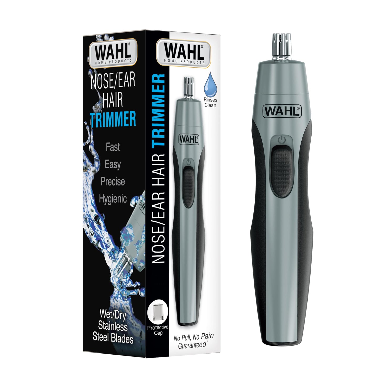 White Smoke Wahl Clipper Battery Operated, Precision Ear and Nose Hair Trimmer for Men, Hygienic Nose Trimmer with Rinseable Blade for Easy Cleaning, Perfect for Travel – Model 3026462