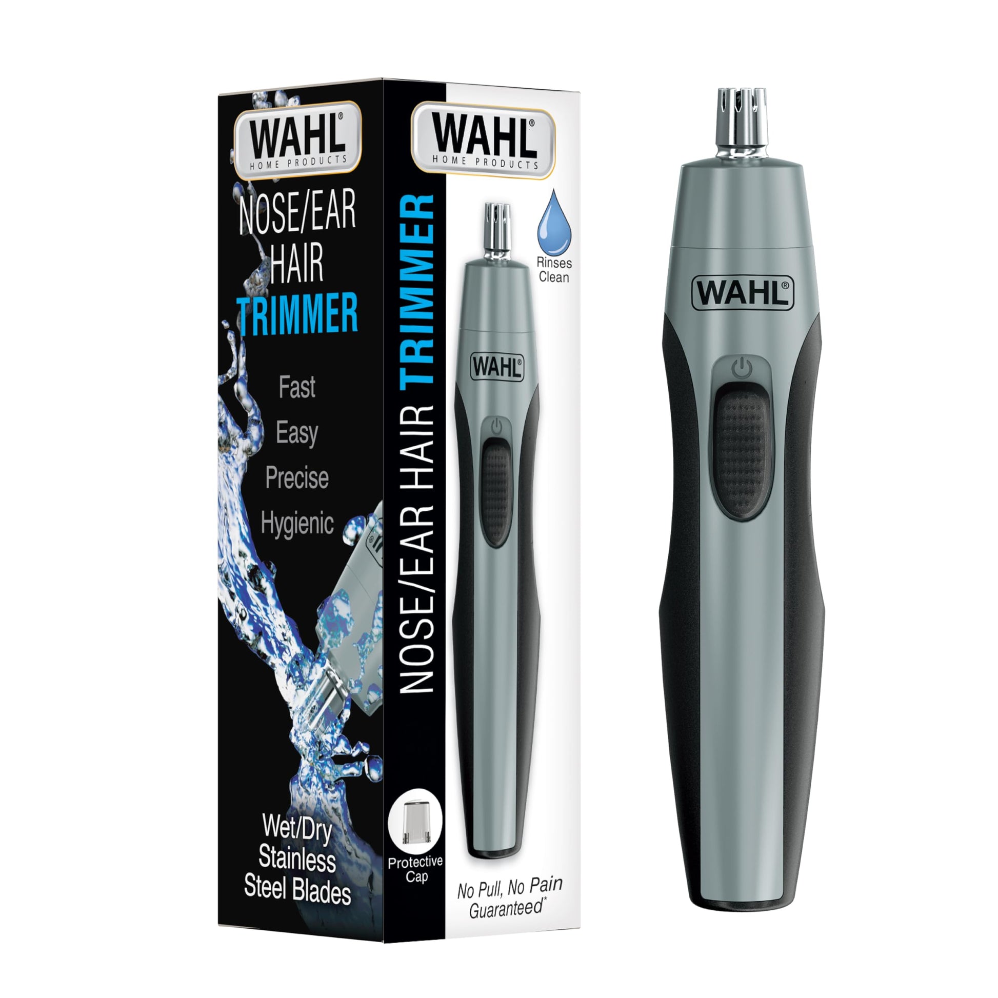 White Smoke Wahl Clipper Battery Operated, Precision Ear and Nose Hair Trimmer for Men, Hygienic Nose Trimmer with Rinseable Blade for Easy Cleaning, Perfect for Travel – Model 3026462
