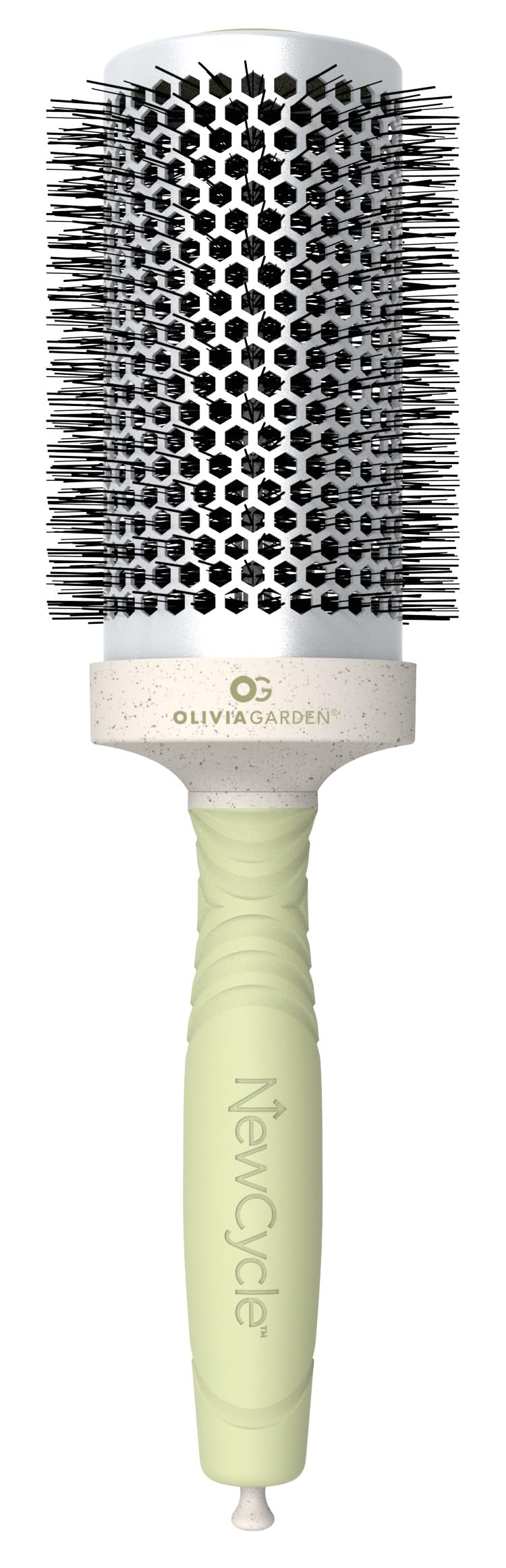 White Smoke Olivia Garden NewCycle Round Thermal Hair Brush (not Electrical) with Ceramic Barrel, Ionic Technology and Made from 100% Recycled Material (Except bristles)
