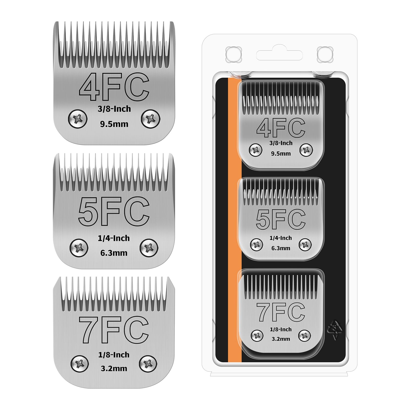 White Smoke HONGNAL 3PACK Dog Grooming Clipper Replacement Blades Compatible with Andis Pet Clipper/Oster A5/Wahl KM Series Dog Clipper,Ceramic Blade & Stainless Steel Blade (4FC+5FC+7FC)