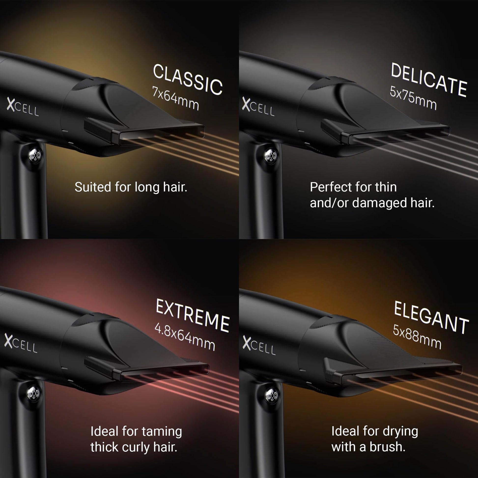 Black GAMMA+ XCell Professional Ultra-Lightweight Hair Dryer Digital Motor Ionic Technology Whisper Quiet 12 Heat/Speeds (Matte Black)