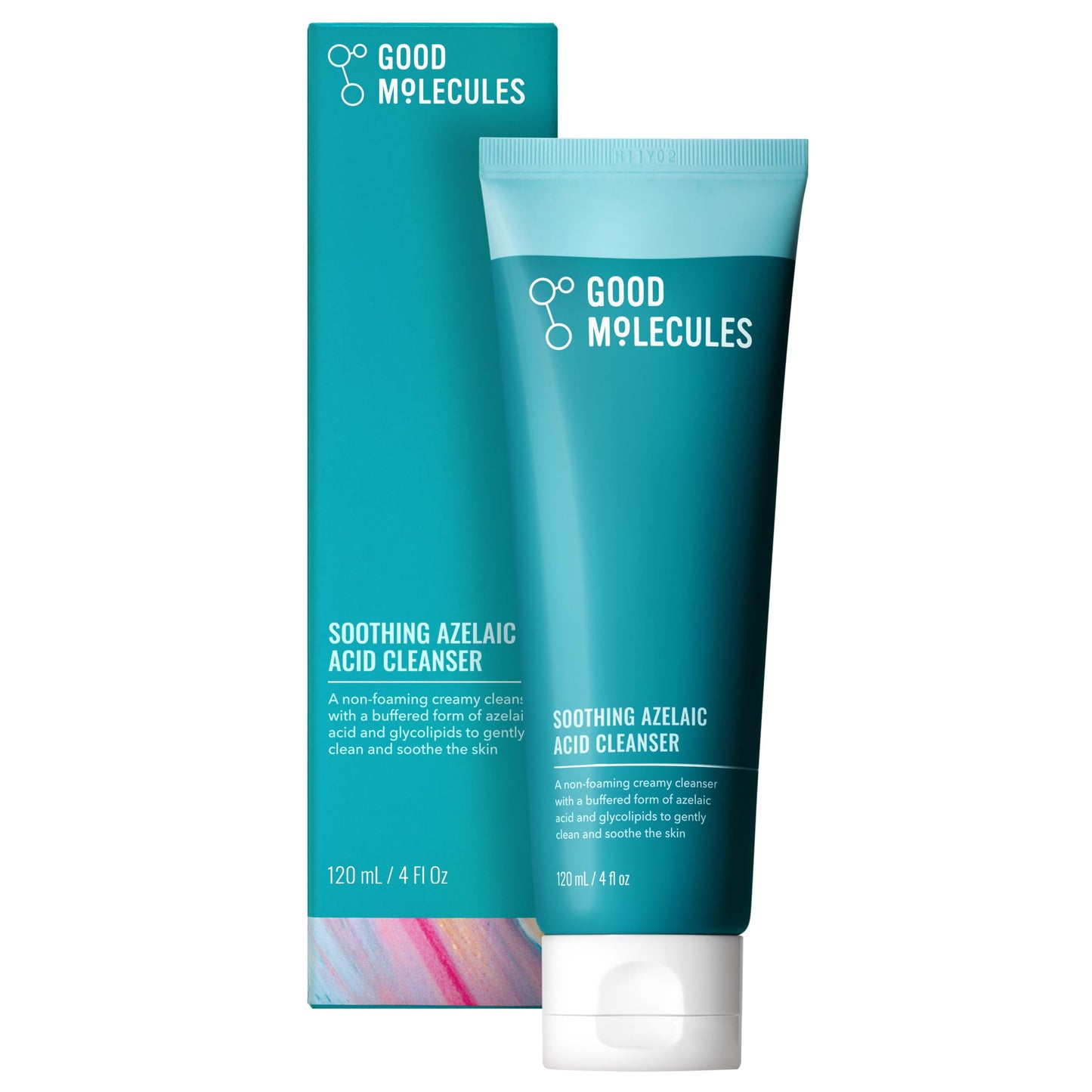 White Smoke Good Molecules Soothing Azelaic Acid Cleanser – Gentle Creamy Non-Foaming Face Wash for Oily & Sensitive Skin – Vegan & Fragrance-Free – 120 ml