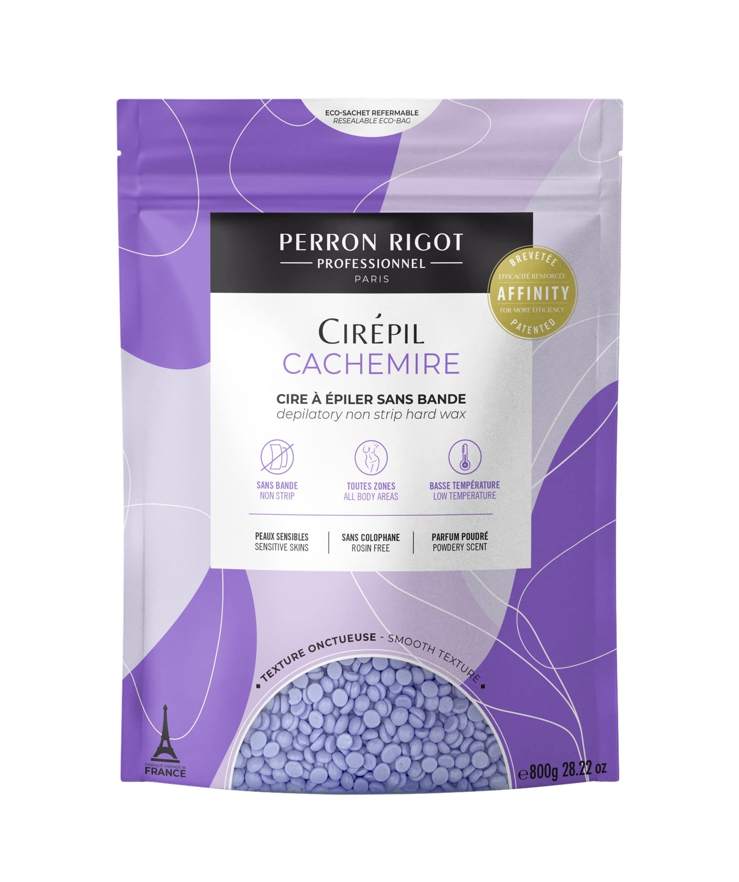 White Smoke Cirepil - Cachemire - 800g / 28.22 oz Hard Wax Beads Bag - Ultra-Comfort Rosin-Free Wax for Sensitive Skin - Creamy, Stripless Hair Removal for Face & Intimate Areas - Low Temp Refill Bag Refill Bag