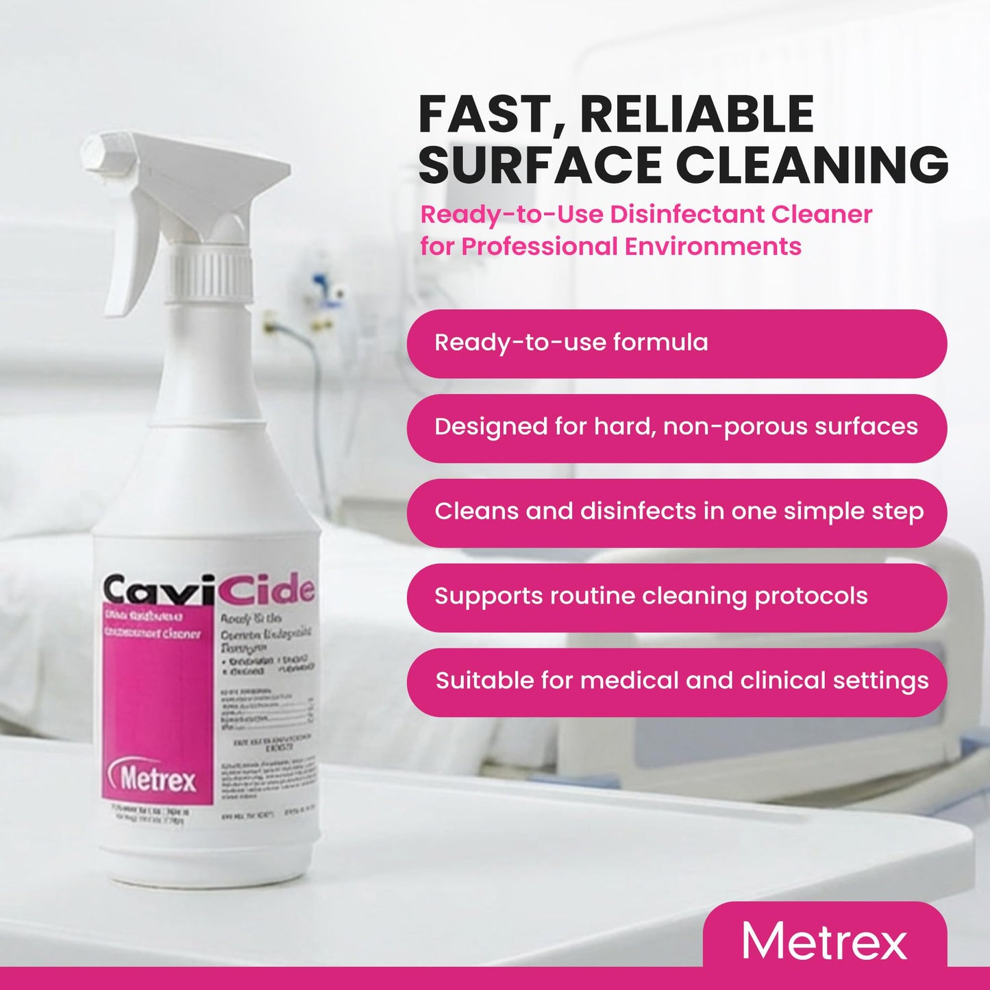 Lavender Metrex CaviCide Surface Disinfectant Cleaner Spray, 24 Oz – Ready-to-Use Disinfecting Spray, All Purpose Cleaner & Decontaminant for Medical, Clinical, Lab & Patient Care Areas – Original Version
