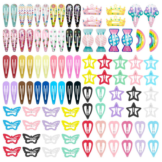 White Smoke KUBOM Candy Color Hair Clips and Non-Slip Metal Snap Hair Accessories for Kids, Girls, Toddlers, and Women -100 PCS