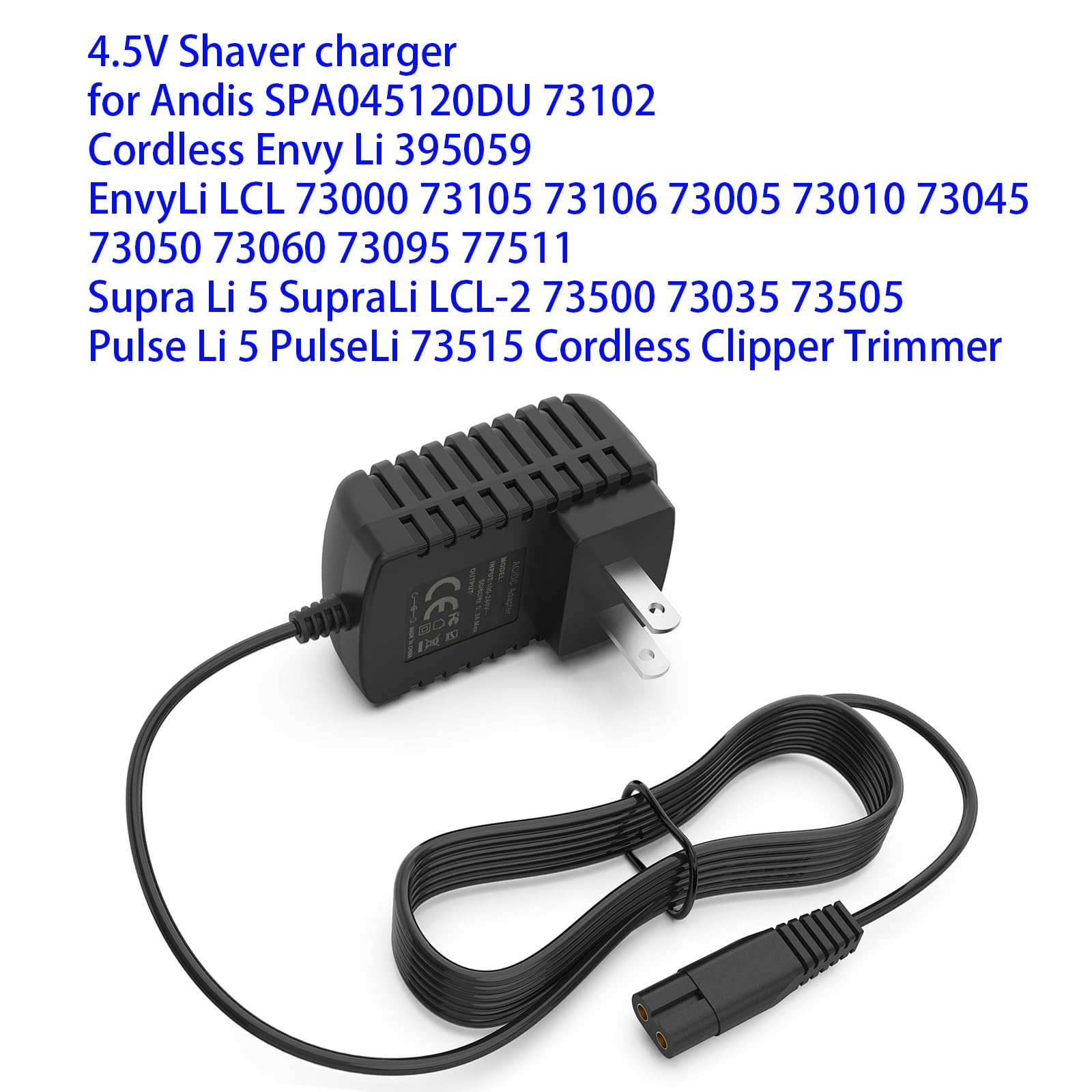 White Smoke Replacement for Andis 73000 Envy Li Cordless Clipper Charger Compatible with Andis 73102 73105 73106 73005 73010 73045 73060 73095 77511 73500 73035 Hair Trimmer Charging Cord Adapter