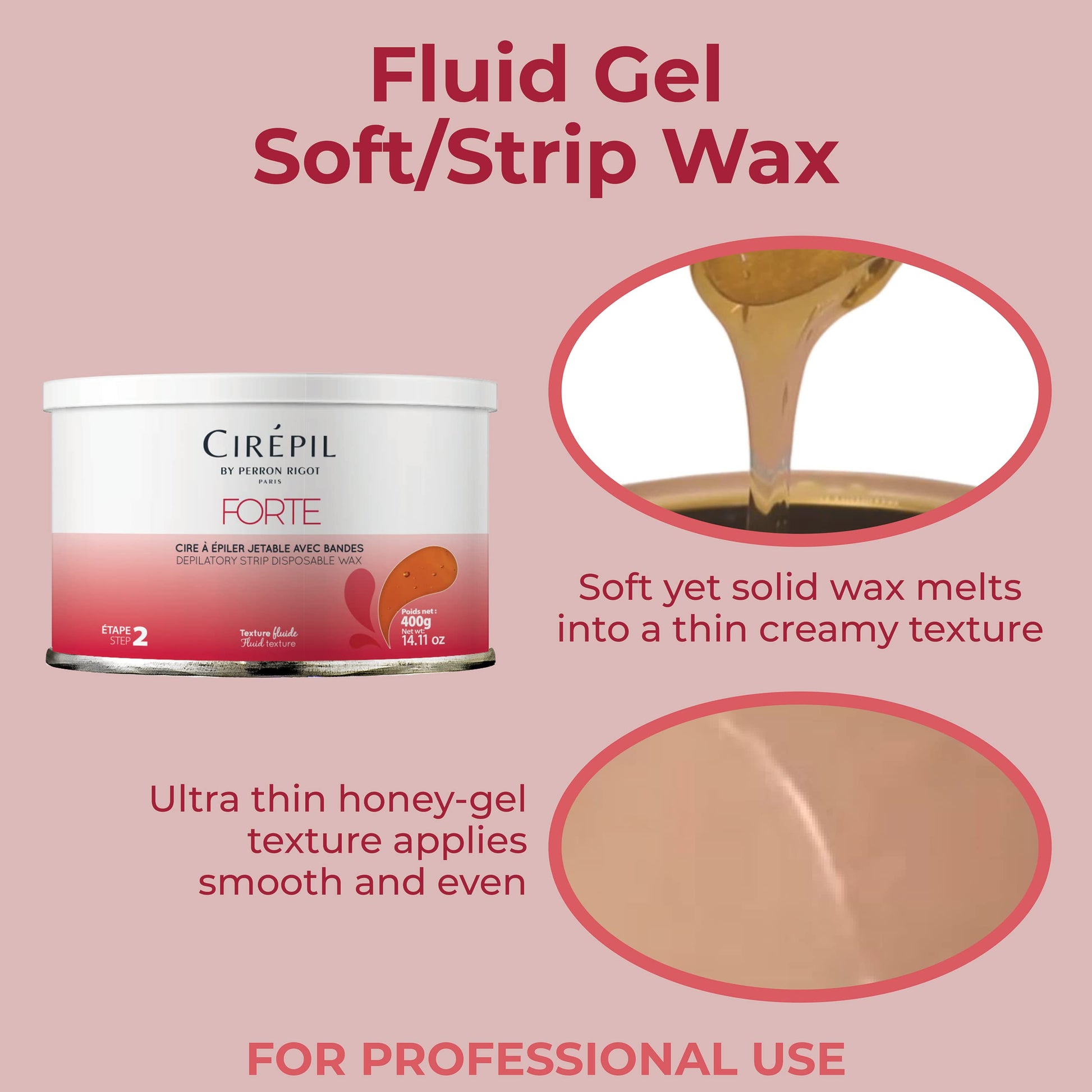 Gray Cirepil - Forte - 400g / 14.11 oz Soft Wax Tin - Strong Strip Wax for Coarse & Resistant Hair - Classic Honey Texture - Effective for Men & Women Body Waxing