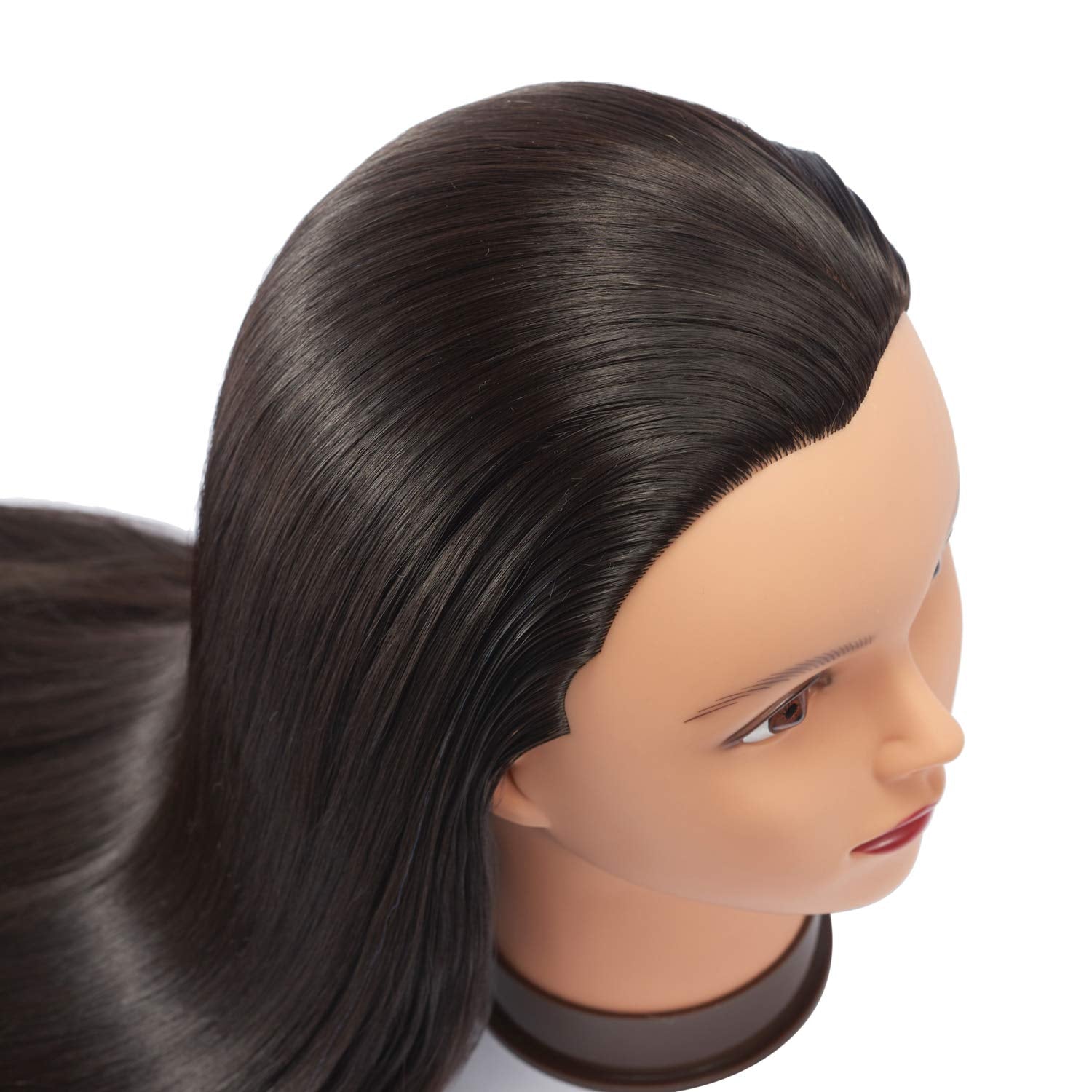 White Smoke Headfix 26in-28in Long Hair Mannequin Head Stnthetic Fiber Hairdresser Practice Styling Training, Cosmetology Manikin Doll Head With Clamp Stand (6F1919LB0220)