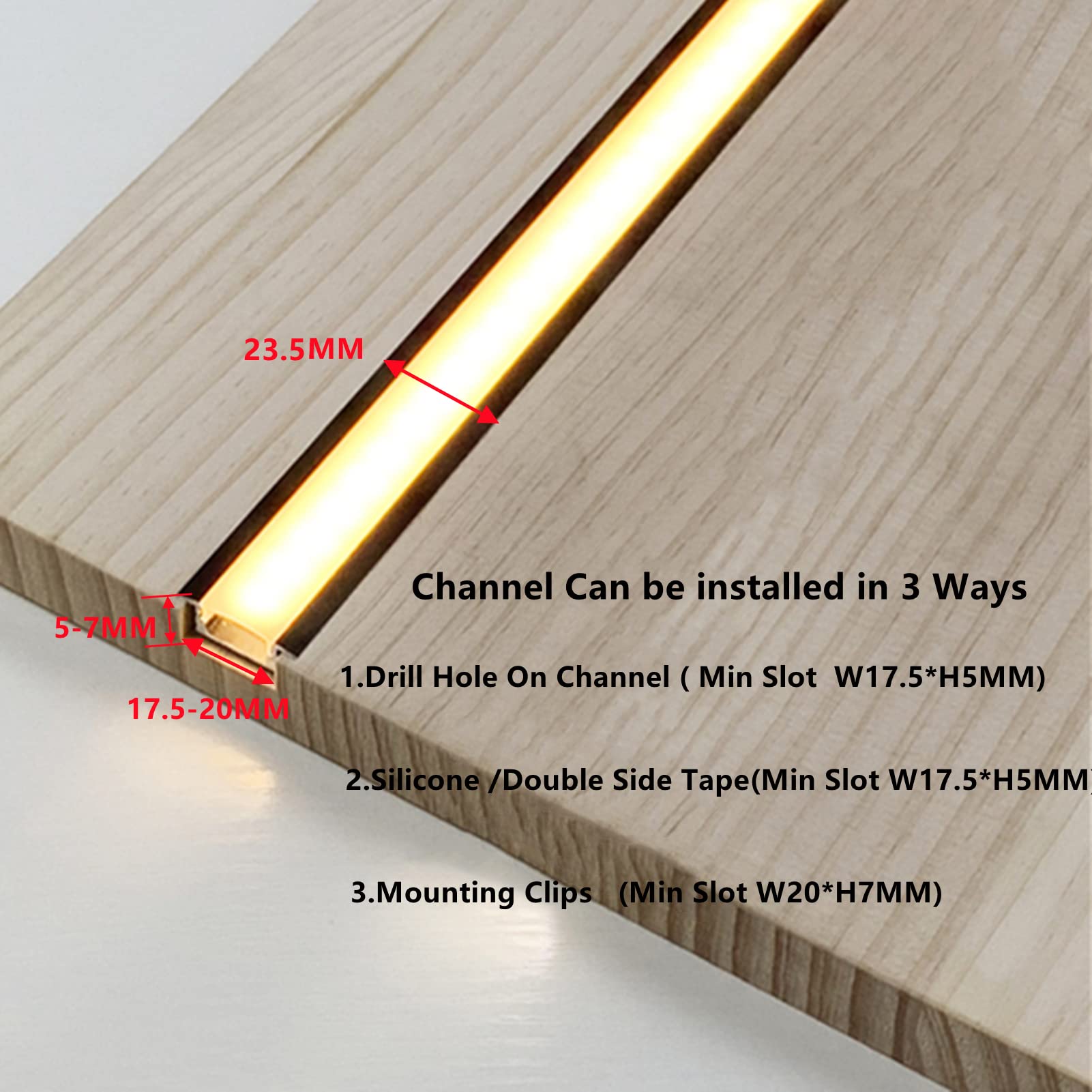 Dark Gray THMOOTHER 10-Pack 3.3FT/1M LED Strip Aluminum Channel Diffuser,Collar Shape Tape Light Under Cabinet Floating Shelf Alcove Recessed 25X7MM Matte Black Anodized Track, Milky Cover Concave Slot Profile