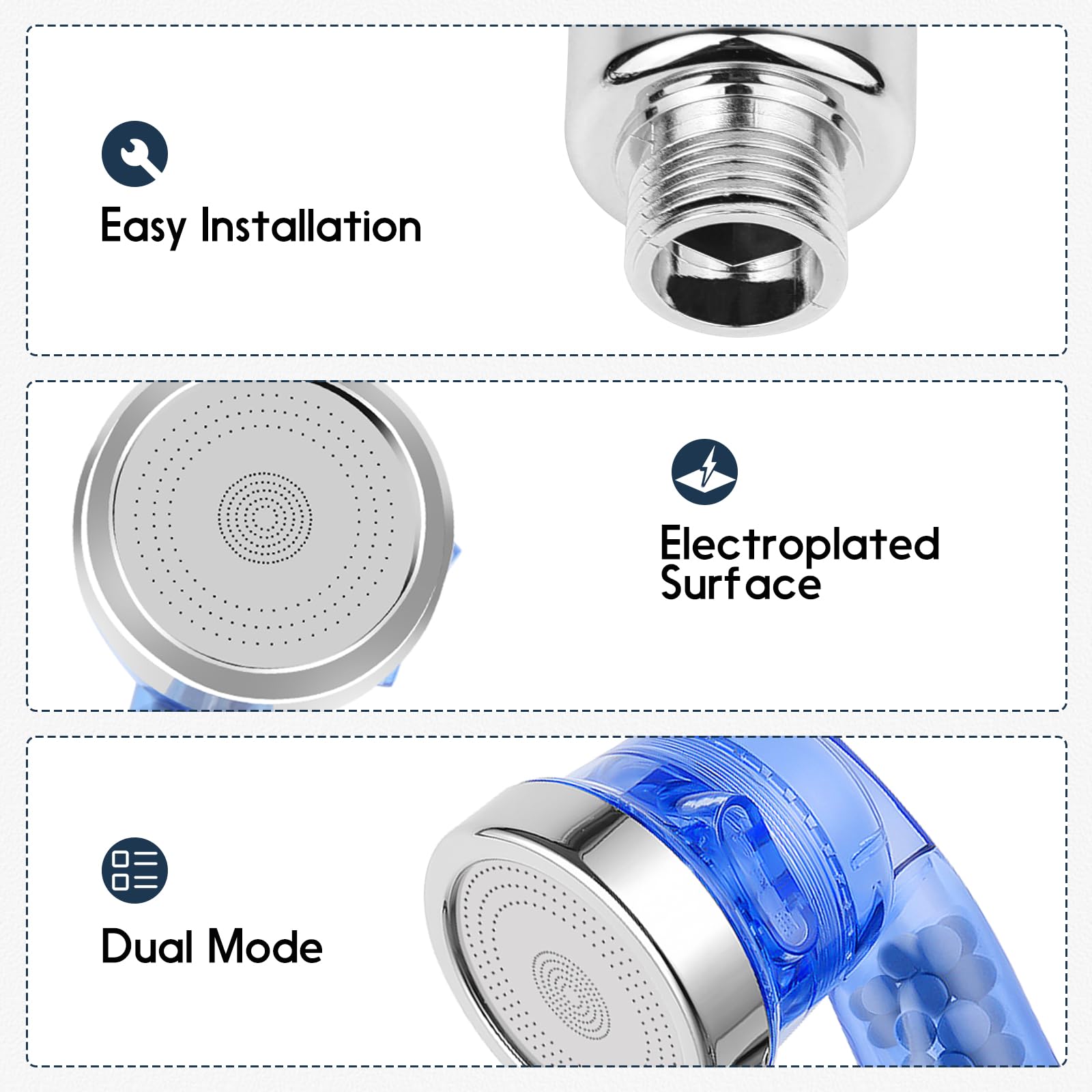 White Smoke Garaook Blue Shampoo Bowl Sprayer Head with Filter, 2PCS Sprayer Head for Portable Salon Sink, 3 Sprayer Modes and High Pressure