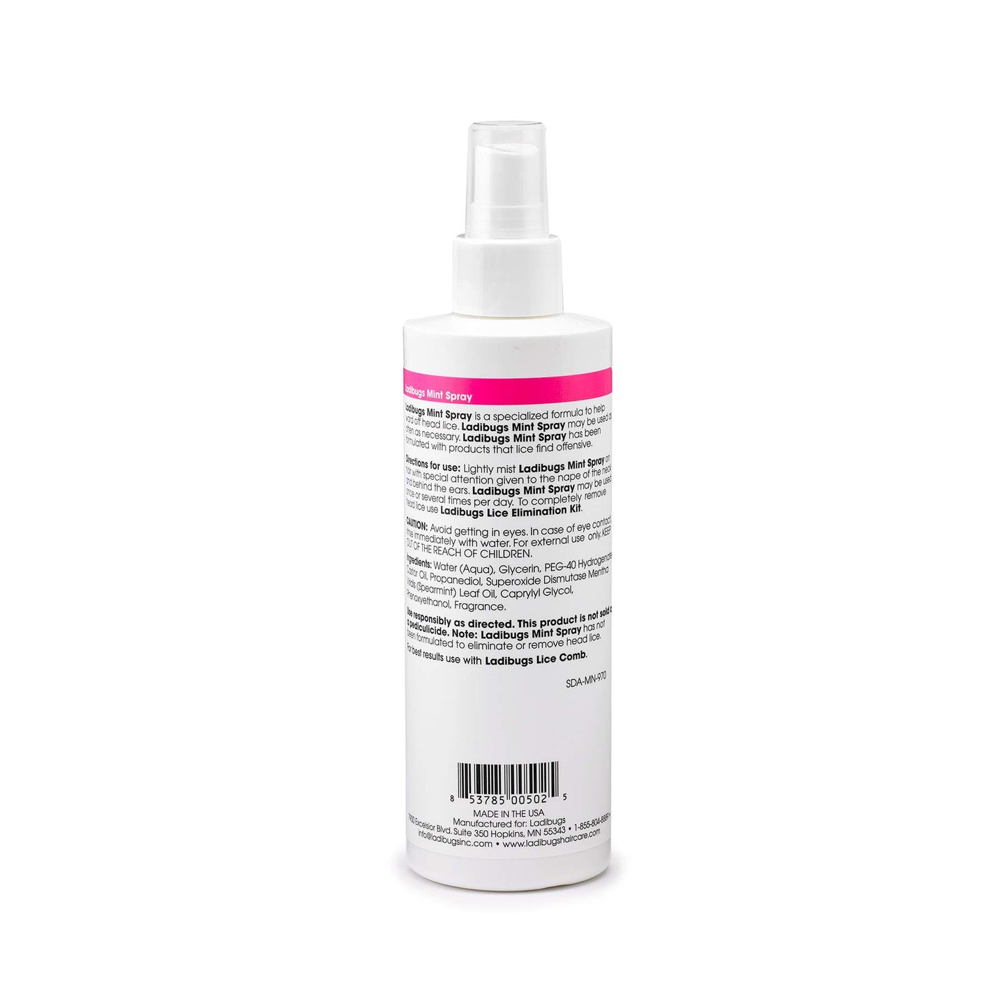 White Smoke Ladibugs Lice Prevention Mint Spray 8oz | Natural Ingredients | Highly Effective Lice Treatment Spray | Daily Use