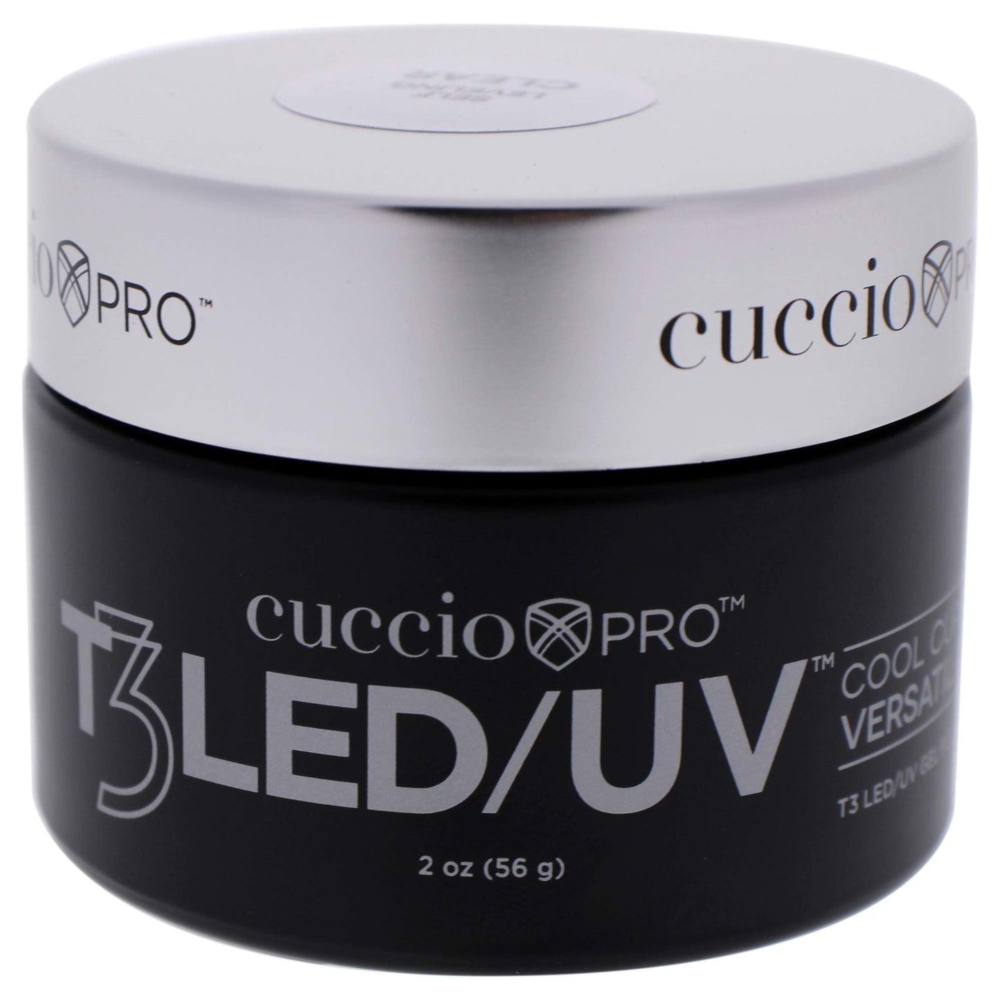 Black Cuccio Pro T3 LED/UV Cool Cure Versatility Gel - Controlled Levelling - Incredibly Flexible - Strong Adhesion - Thick Viscosity - Fast Application - Quick Cure - Clear - 2 Oz Nail Gel