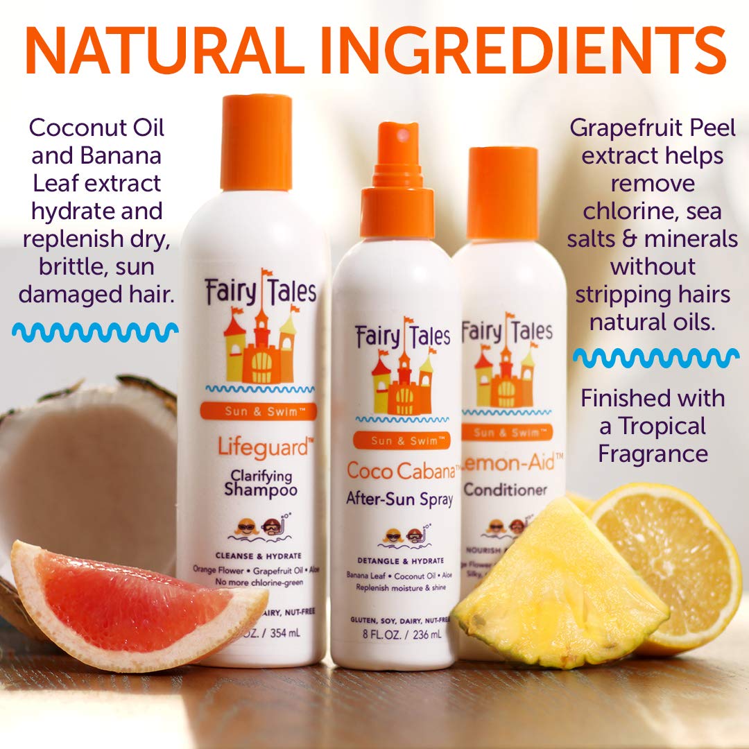 White Smoke Fairy Tales Swim Shampoo 12oz and Conditioner 8oz for Kids | Made with Natural Ingredients in the USA | Chlorine Removal Swimmer Shampoo and Conditioner | No Parabens, Sulfates, or Synthetic Dyes