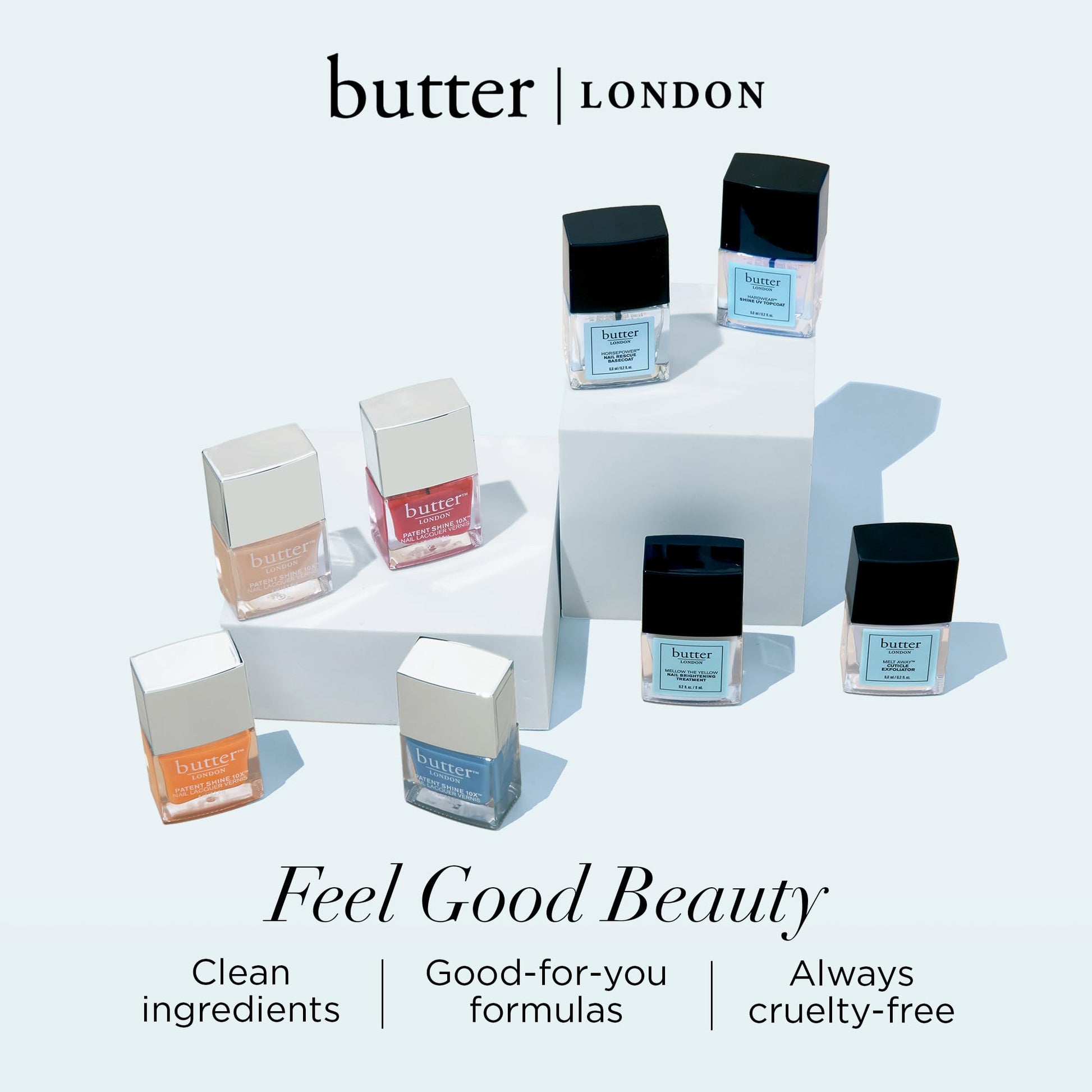 Alice Blue butter LONDON Patent Shine 10X Nail Lacquer Polish, Waterloo Blue - Gel-Like Finish & Chip-Resistant Nail Lacquer Helps Protects & Strengthens Nails - Vegan & Cruelty-Free