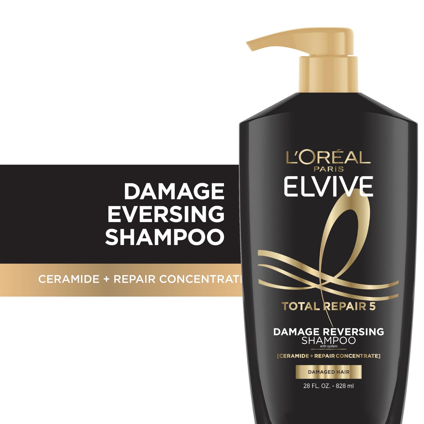 White Smoke L'Oreal Paris Elvive Total Repair 5 Repairing Shampoo and Conditioner for Damaged Hair, 28 Ounce (Set of 2)