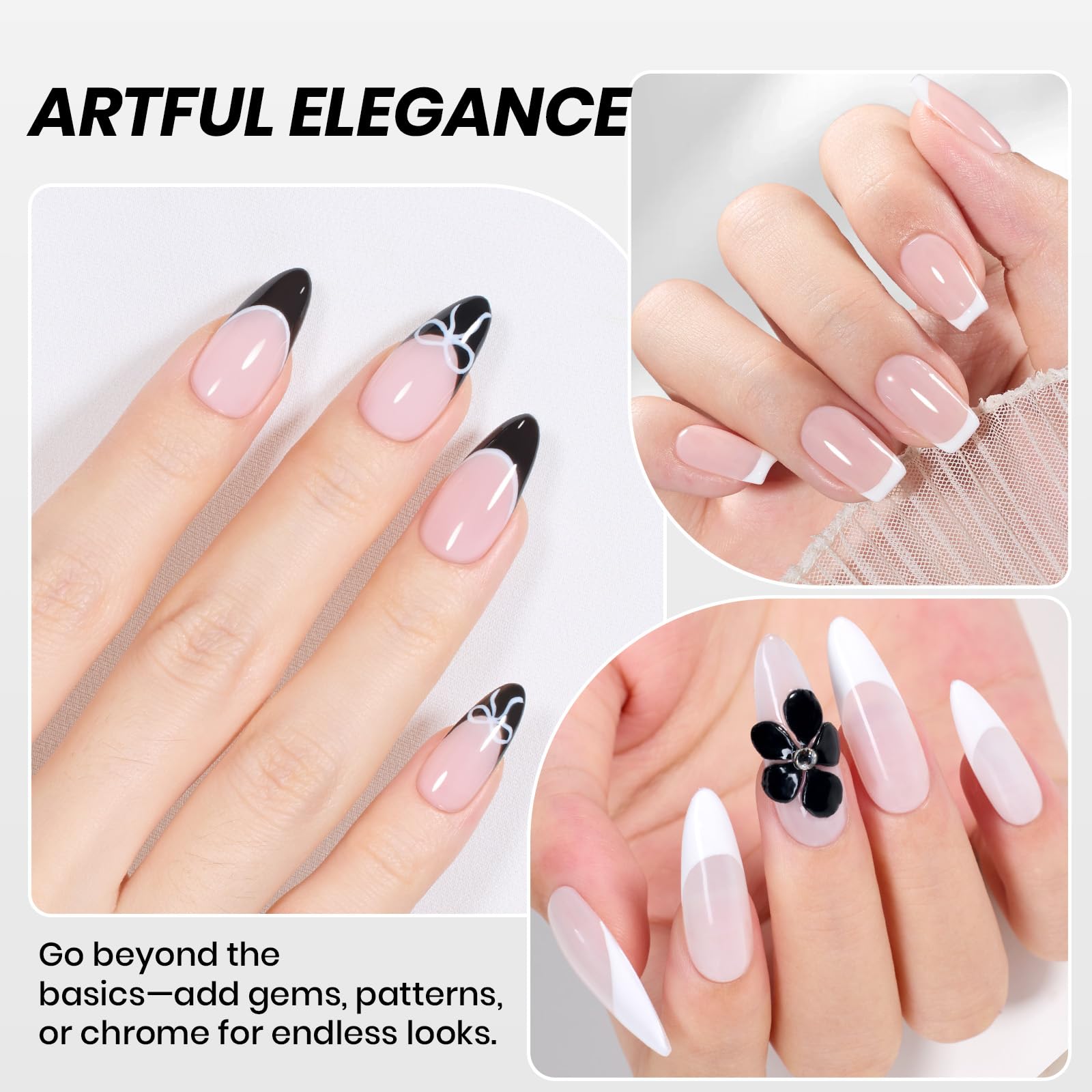 Lavender Beetles Black White Gel Polish Set - 2 Pcs 15ml Full Size Black And White Colors Polish French Nails Soak Off Led Nails Art Manicure Salon Diy at Home