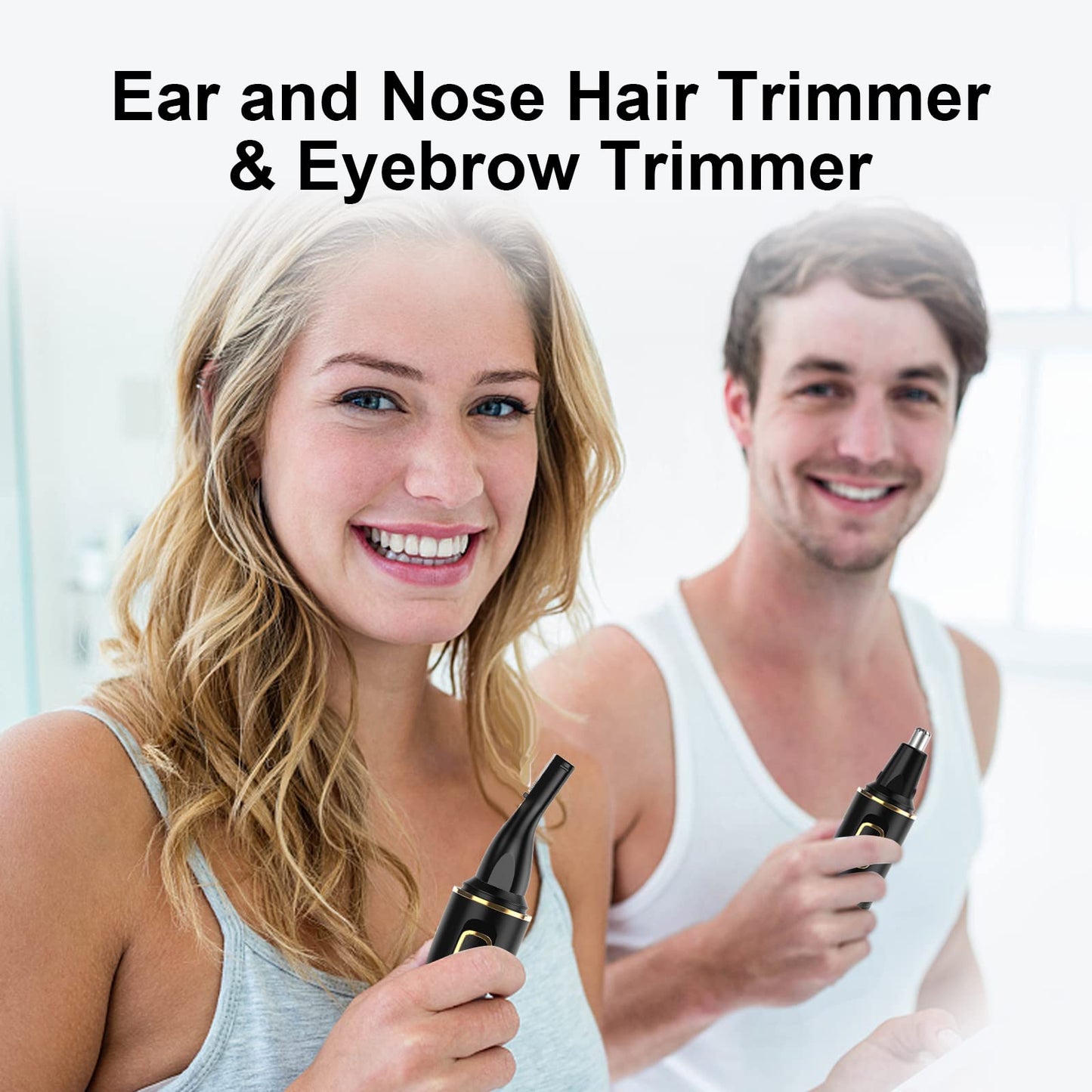 White Smoke XOOMRSCP Nose Hair Trimmers for Men，Rechargeable Hair Trimmer 2 in 1 Painless Multifunctional Ear and Nose Hair Trimmer with IPX7 Waterproof Dual Edge Blades (Black)
