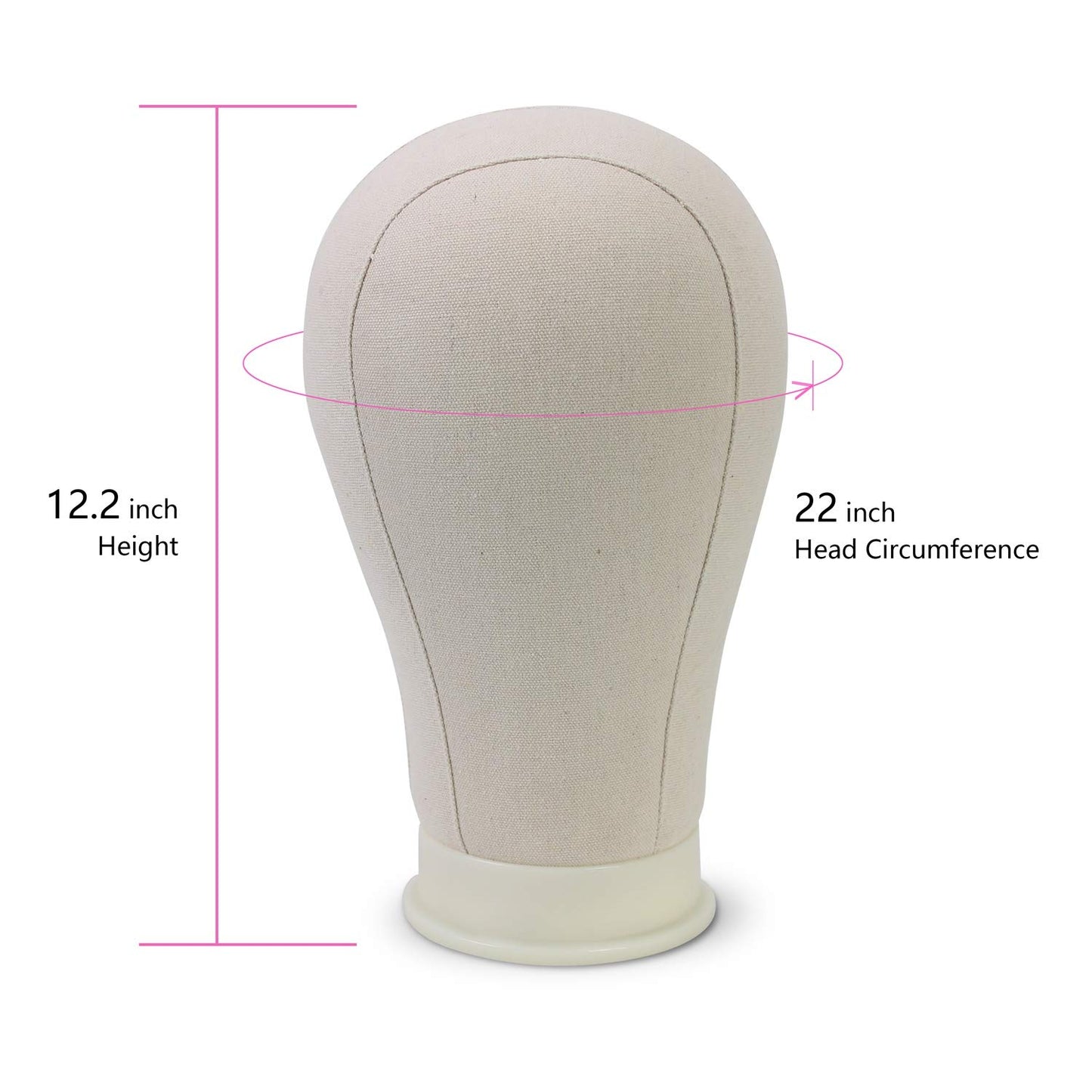 White Smoke Eerya 21-24 Inch Canvas Block Head Set for Wig Display Making Hair Weave and Styling Mannequin Head with Mount Hole C Stand, Styling Hair Clips, T Needle, C Needles, Thread, Lace Wig Caps (22 Inch)