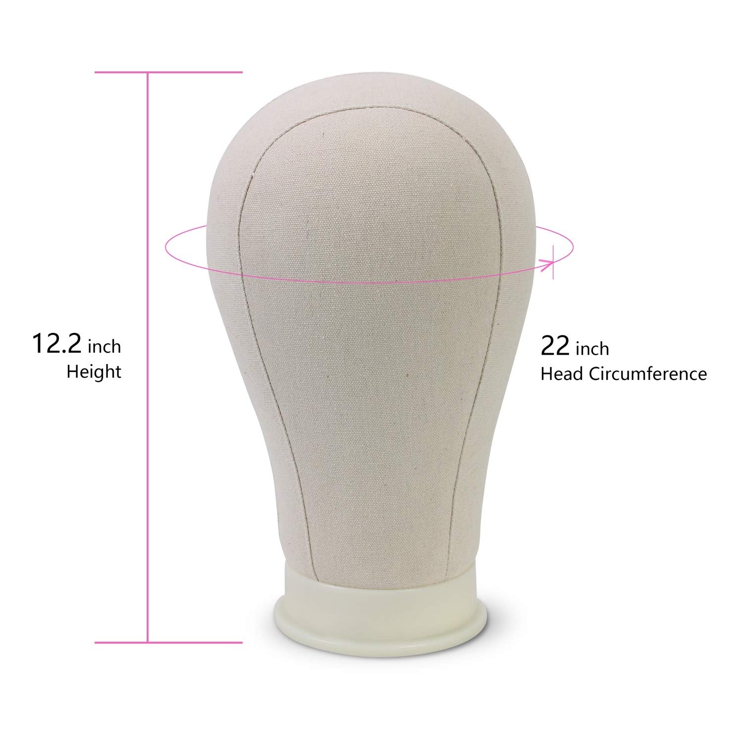 White Smoke Eerya 21-24 Inch Canvas Block Head Set for Wig Display Making Hair Weave and Styling Mannequin Head with Mount Hole C Stand, Styling Hair Clips, T Needle, C Needles, Thread, Lace Wig Caps (22 Inch)
