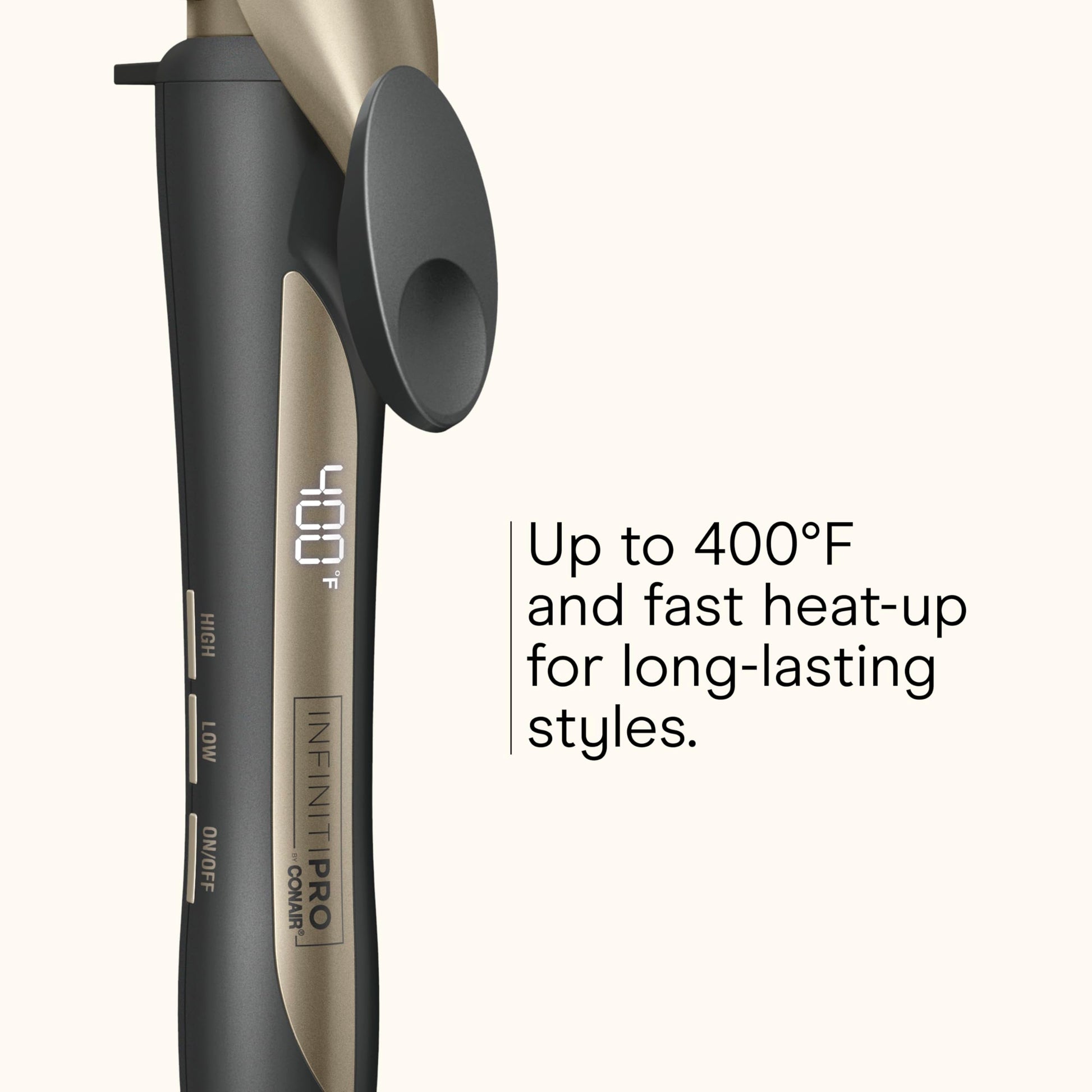 White Smoke Infiniti PRO CONAIR Tourmaline Ceramic 1-Inch Curling Iron, Clamp Curling Iron, 1-Inch Barrel Produces Classic Curls, Hair Curler for Use on Short, Medium, and Long Hair, Dark Grey