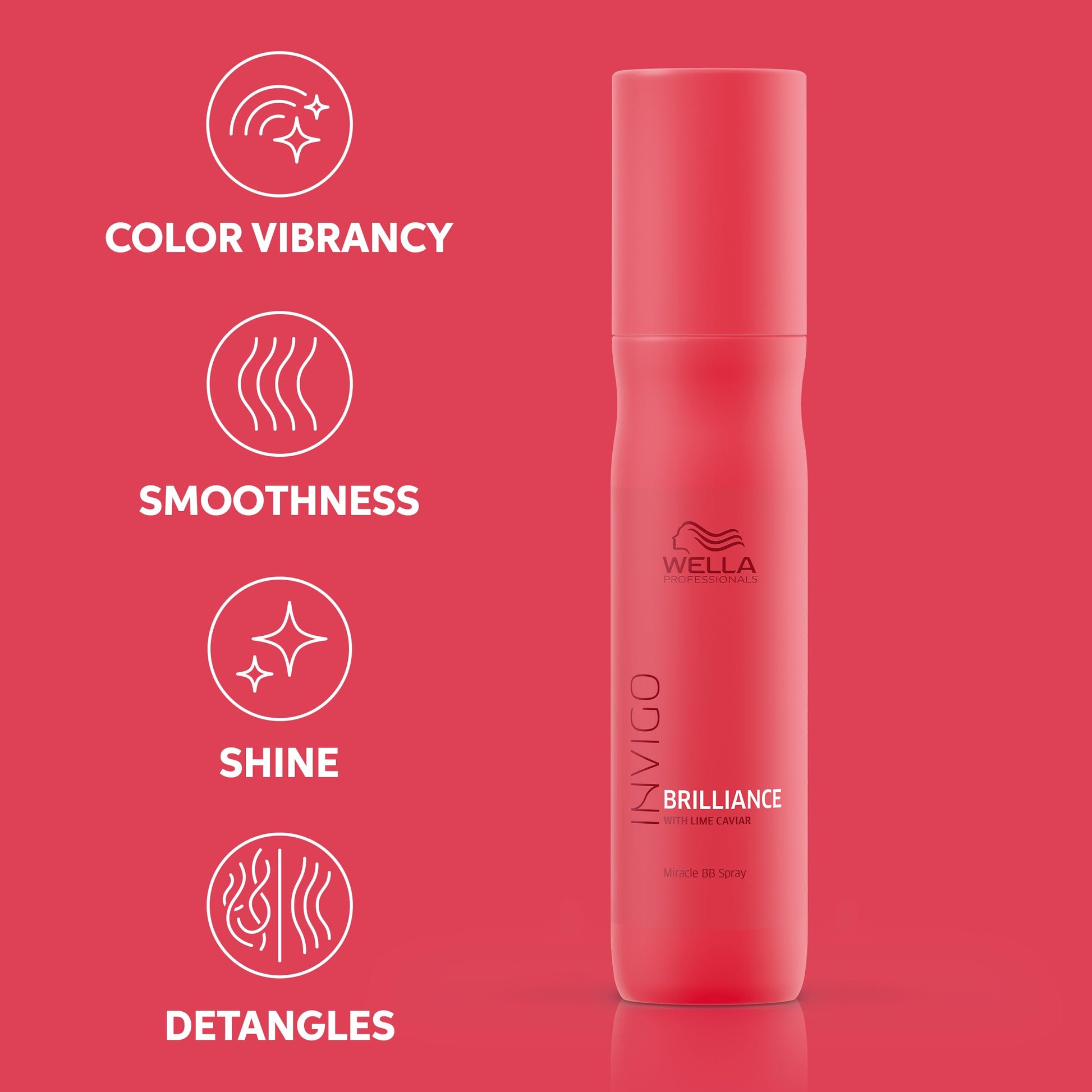 Maroon Wella Professionals Invigo Brilliance Miracle BB Spray | Instant Color Vibrancy & Color Protection | 5.07 Fl Oz