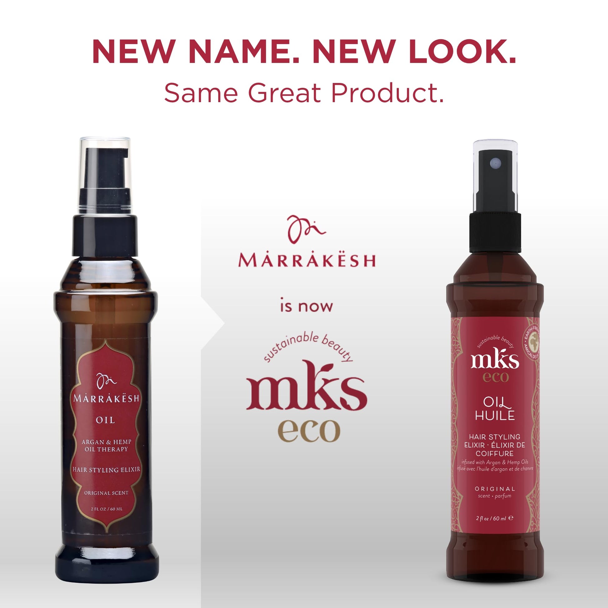 White Smoke MKS eco Oil, Original - 2 fl oz - Hair Styling Elixir - Moroccan Argan Oil, Hemp Seed Oil - Moisturize & Nourish Hair, Control Frizz, Increase Smoothness - Vegan & Cruelty Free