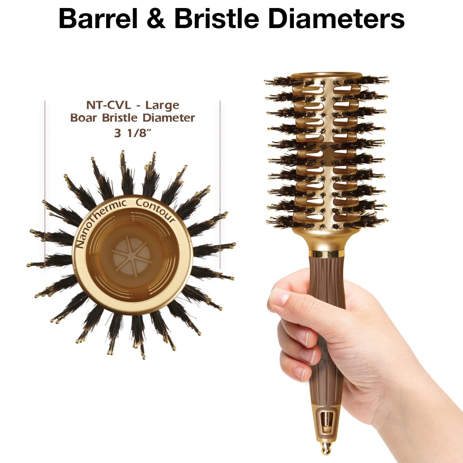 White Smoke Olivia Garden NanoThermic Contour Vent Combo Hair Brush NT-CVL (Large 3 1/8")