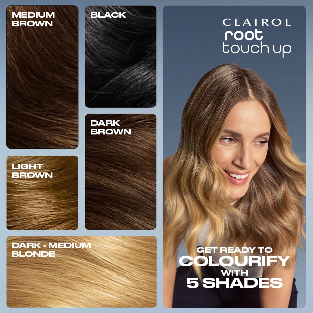 Black Clairol Root Touch-Up Color + Volume 2-in-1 Temporary Hair Coloring Spray, Medium Brown Hair Color, Pack of 1 - Packaging May Vary