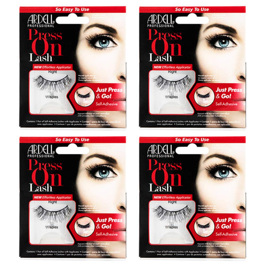 White Smoke Ardell Press On Wispies False Eyelashes - Self Adhesive Lashes, No Glue Needed, Eye Makeup Enhancement, 4 Pack