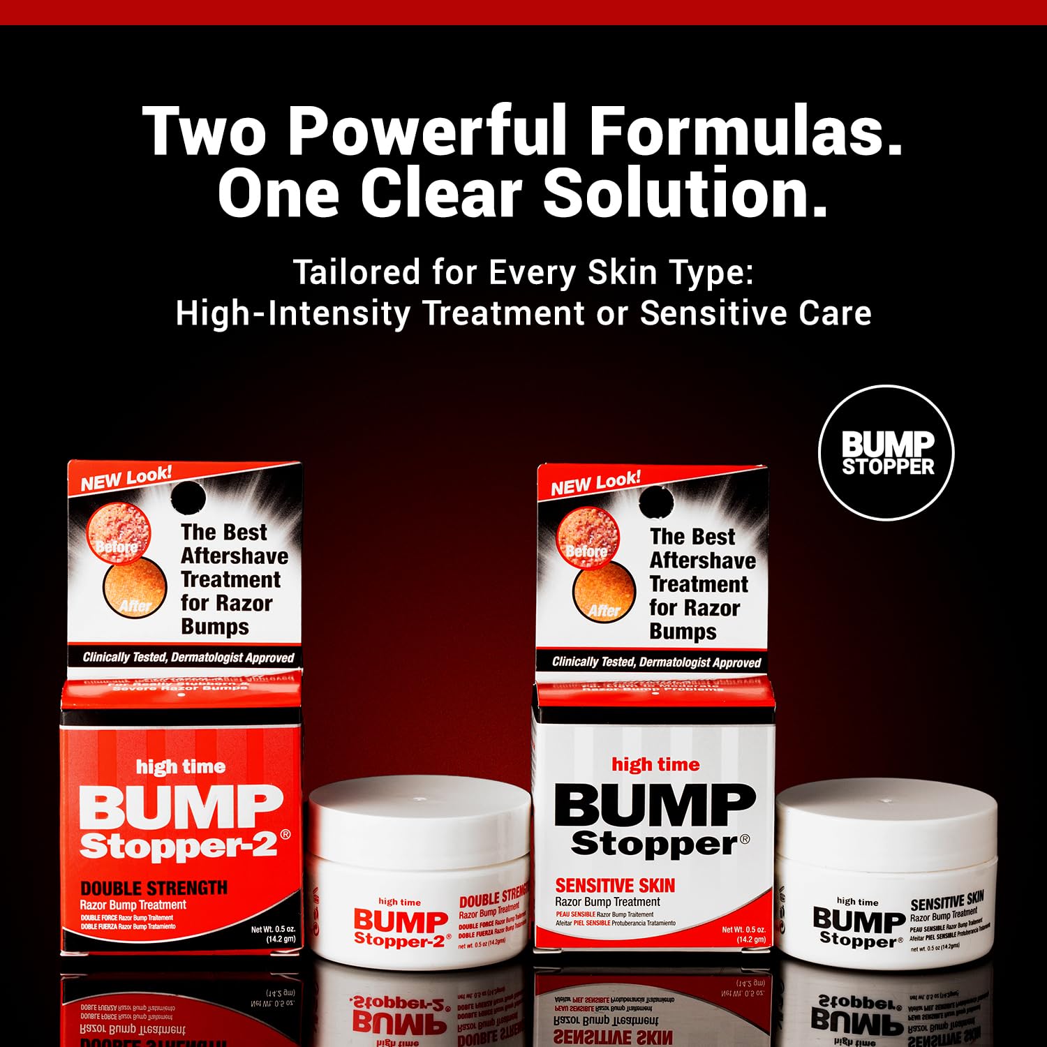Black High Time Bump Stopper 2 Double Strength Ingrown Hair Cream for Face and Body | Aftershave Lotion for Men and Women | Razor Bump Balm | 0.5 OZ (2 Pack)