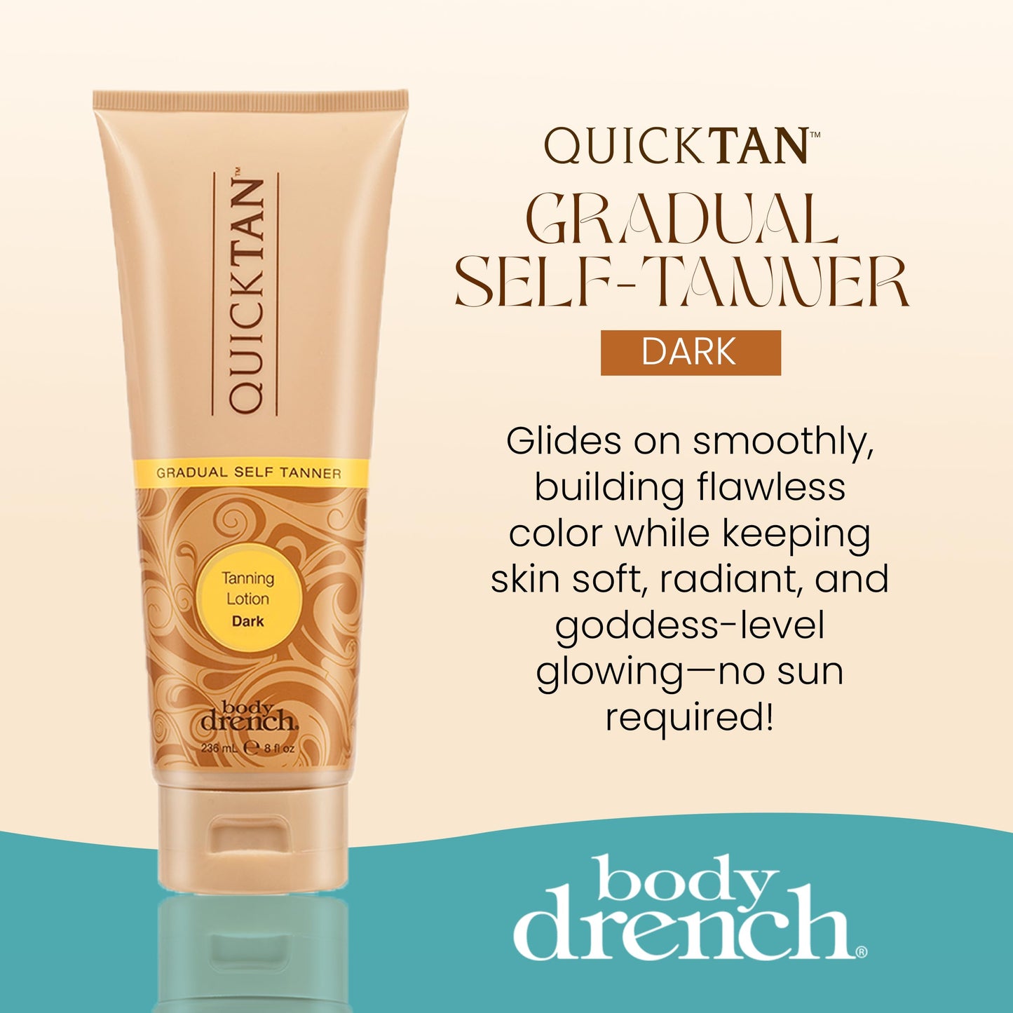 Antique White Body Drench Quick Tan Self Tanner Body Lotion – Sunless Tanning Lotion for Women, Natural-Looking Self Tan, Dark, 8 fl oz
