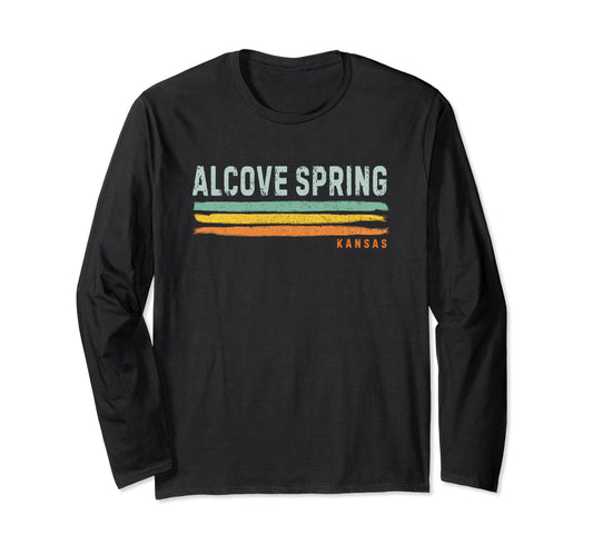 Dark Slate Gray Vintage Stripes Alcove Spring KS Long Sleeve T-Shirt