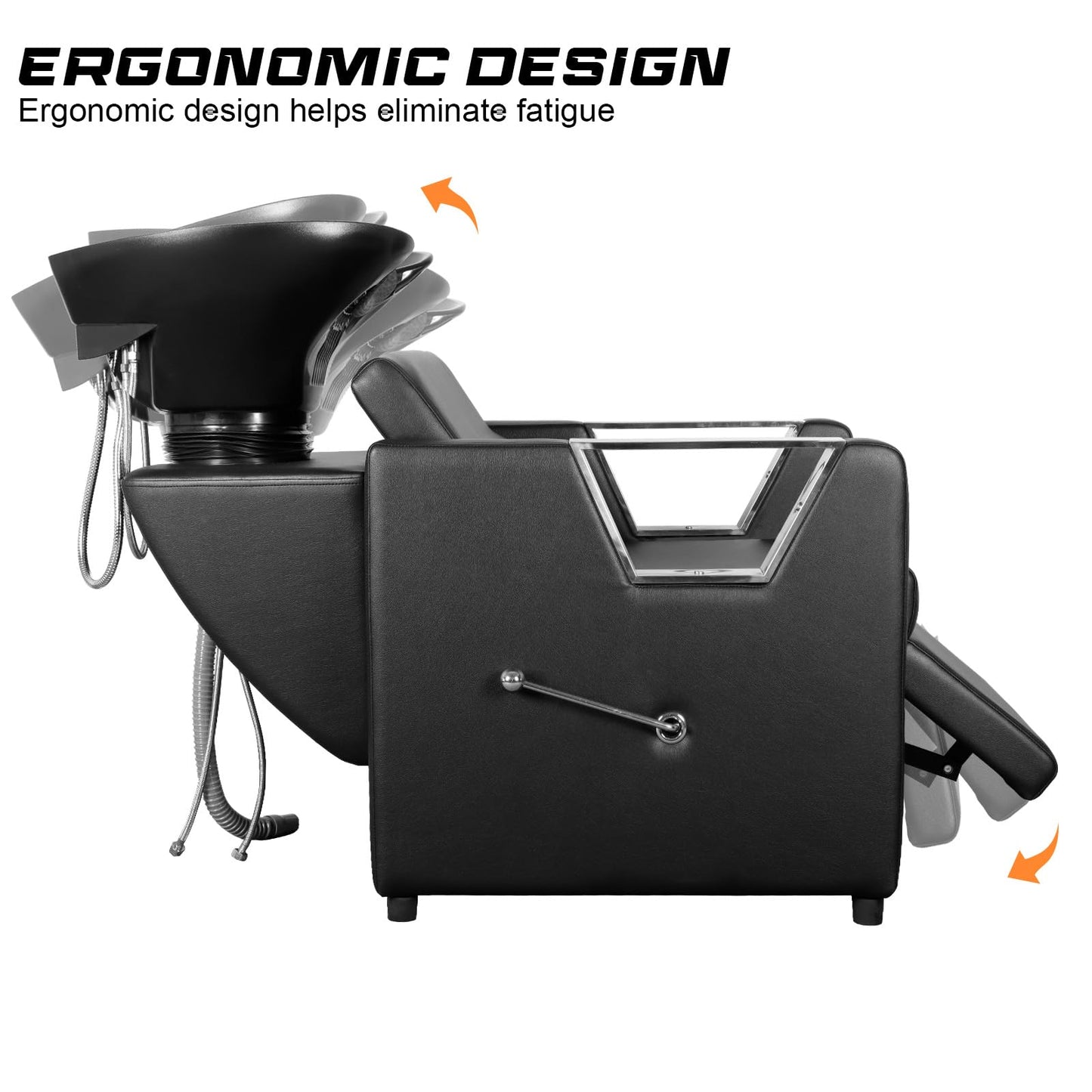 White Smoke Polar Aurora Backwash Chair Adjustable ABS Plastic Shampoo Bowl Sink with Leg Support for Spa Beauty Salon