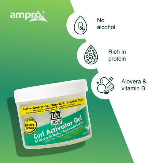 White Smoke AmPro Long-Aid Activator Gel - Enriched with Aloe Vera, Protein, and Vitamin B Complex - Brings Essential Moisture to Strands - Defines Your Natural Curls - Extra Dry - 10 oz