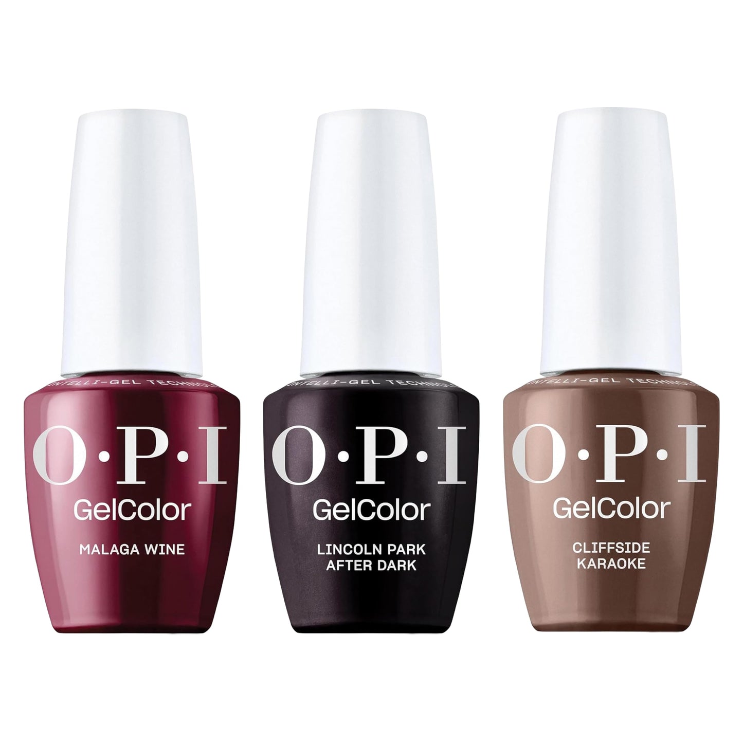 White Smoke OPI GelColor Iconic Dark Shades Gel Nail Polish Trio Bundle | Lincoln Park After Dark + Malaga Wine + Cliffside Karaoke Crème UV Cure Gel Polish Colors